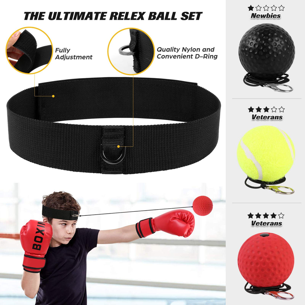 Odoland Kids Boxing Set - Gloves, Mitts, Pads, Reflex Balls, Jump Rope & Protect Sleeves
