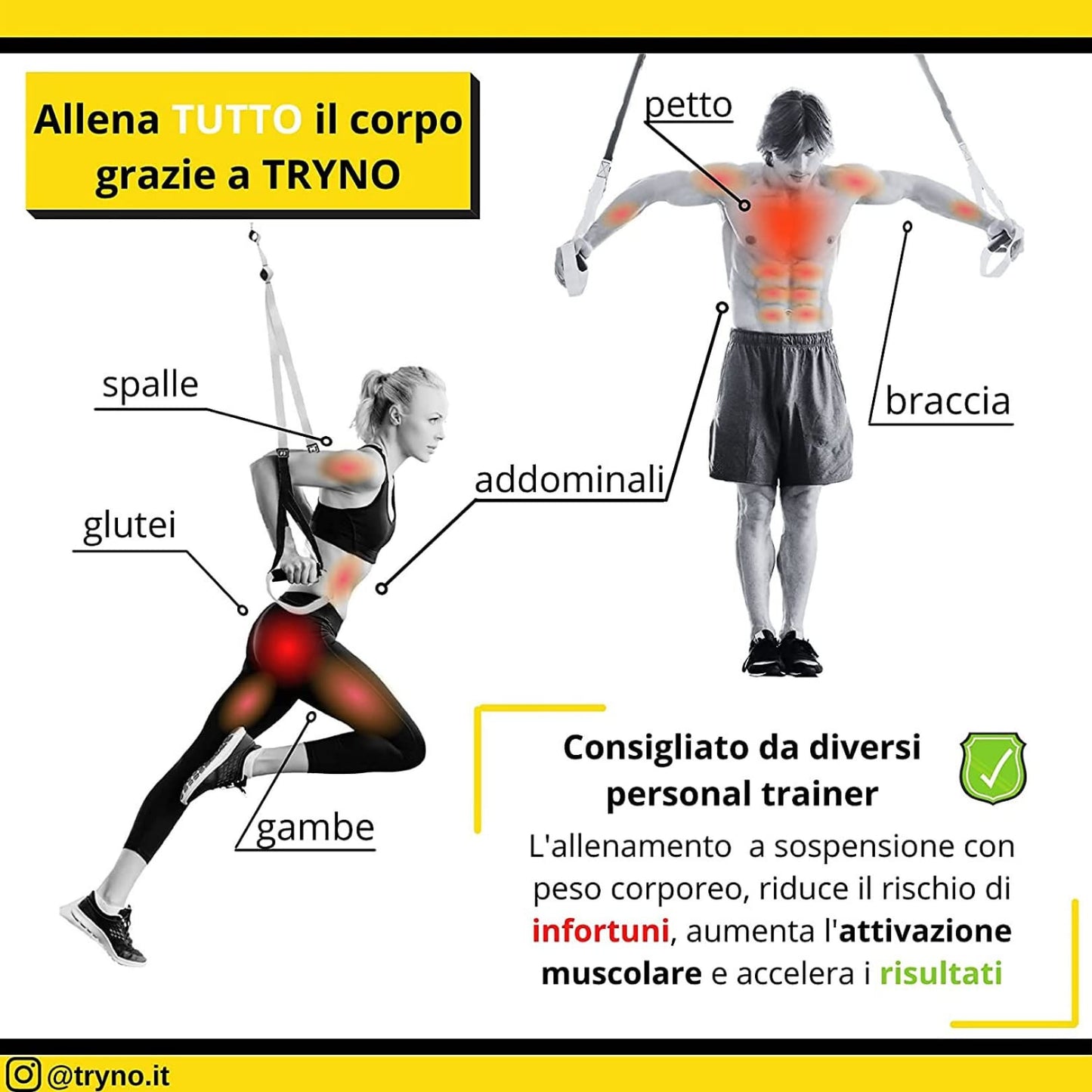 TRYNO TRX Fitness | Multifunctional Gym Tool | TRX Suspension Training | New TRX Suspension Training 2021 + Comfortable and Lightweight + Backpack