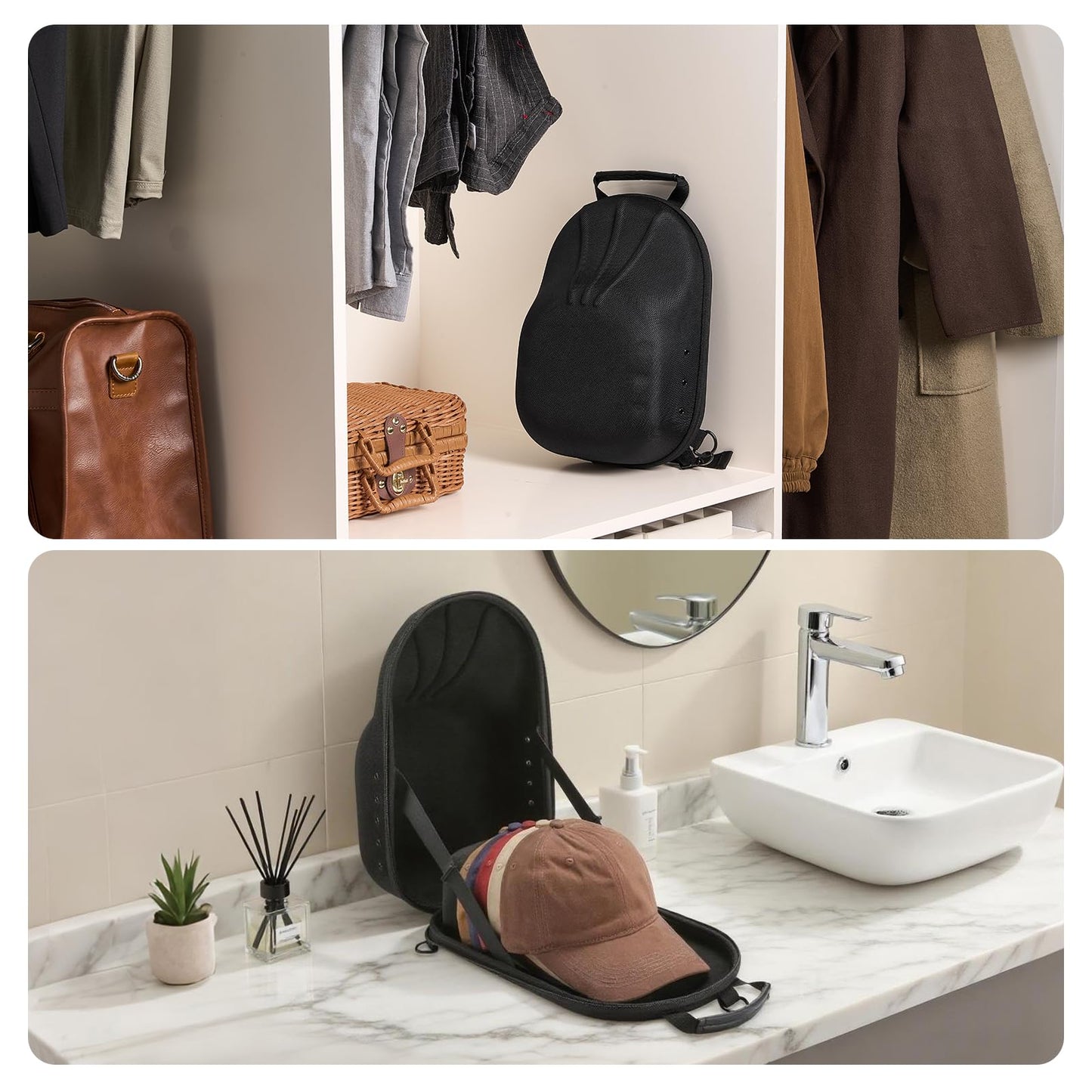 ProCase Hat Travel Hard Case, Hat Carrier Storage Bag for Baseball Caps, Hat Organizer Box with Adjustable Shoulder Strap