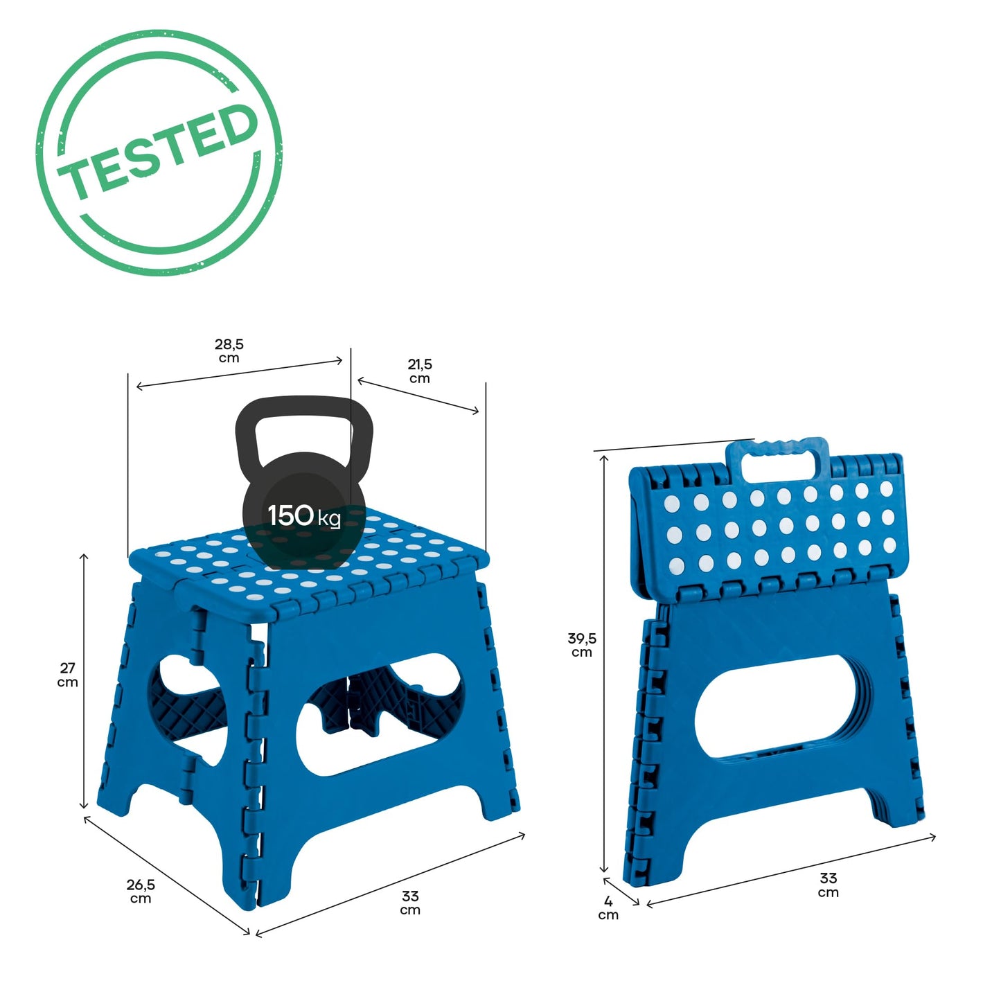 ARREGUI TB-027-A Small Folding Stool | Folding Stool for Children and Adults | Portable and Foldable Folding Stool | 150 kg Load Capacity