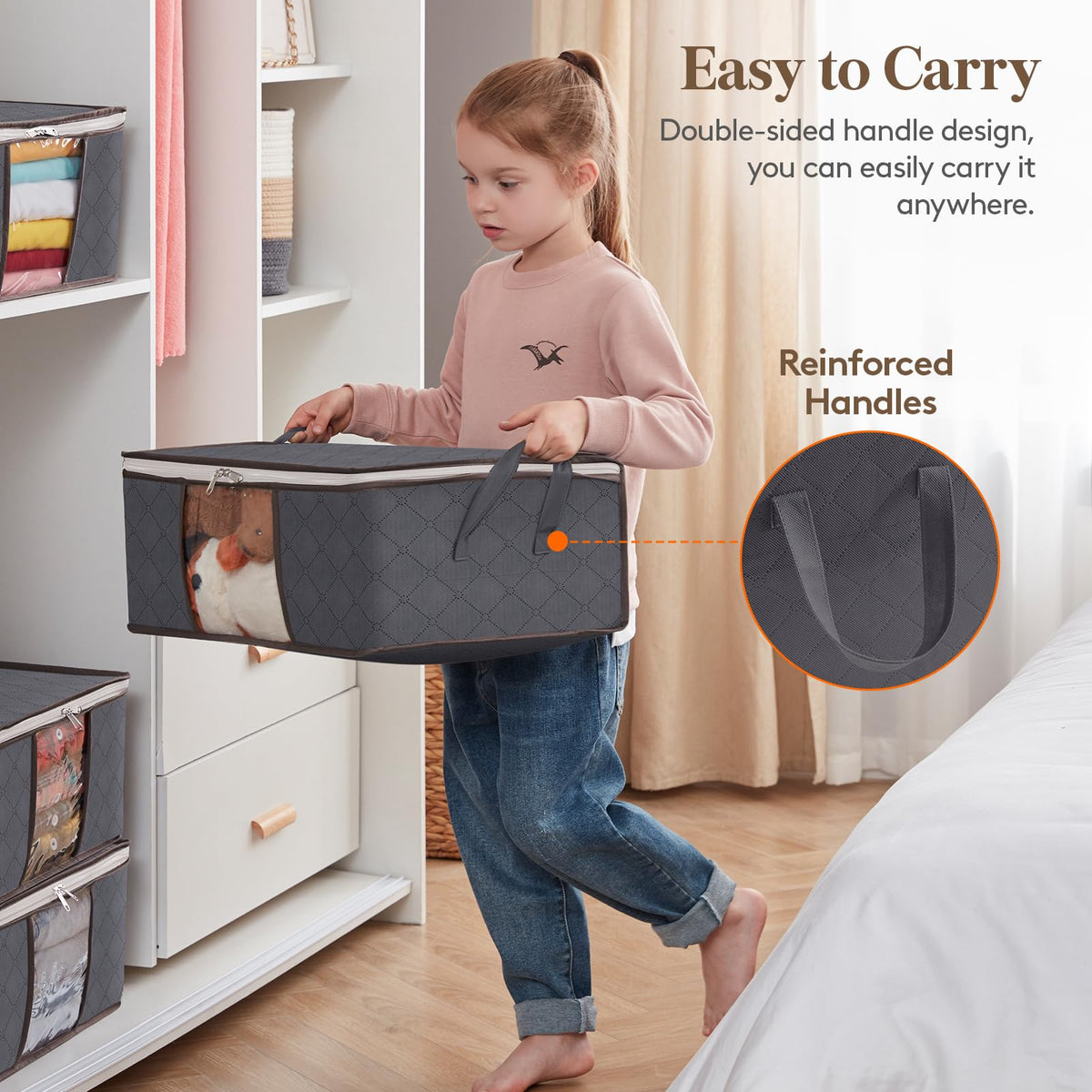 Lifewit 35L Clothes Storage Bags with Clear Window, Foldable Underbed Clothes Covers, Organisers for Clothing, Bedding, Sweaters Protection, 3 Pack