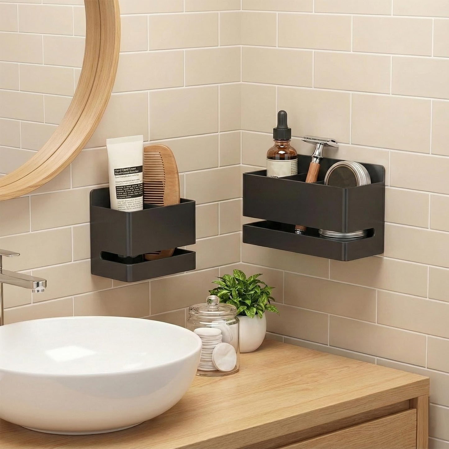 Aluminum Toothbrush Holders, Self-adhesive Shower Toothbrush Razor Holder with Drain