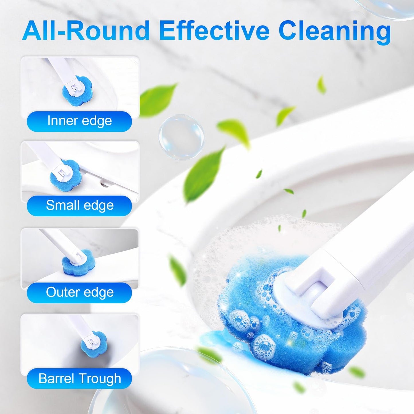 LIHAO Disposable Toilet Brush with Holder and 30 PCS Cleaner Refills