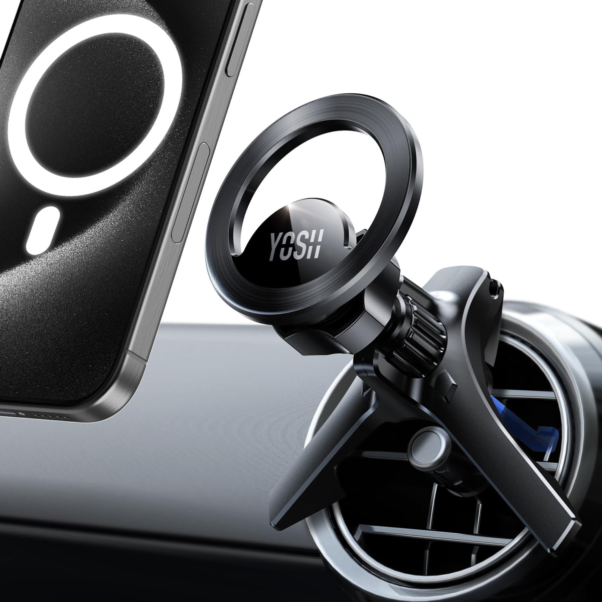 YOSH for MagSafe Car Mount Round Air Vent for Mercedes Benz Mini Cooper 2020-23&Countryman, Magnetic Phone Mount with 20xN55 Magnets, Phone Holder for