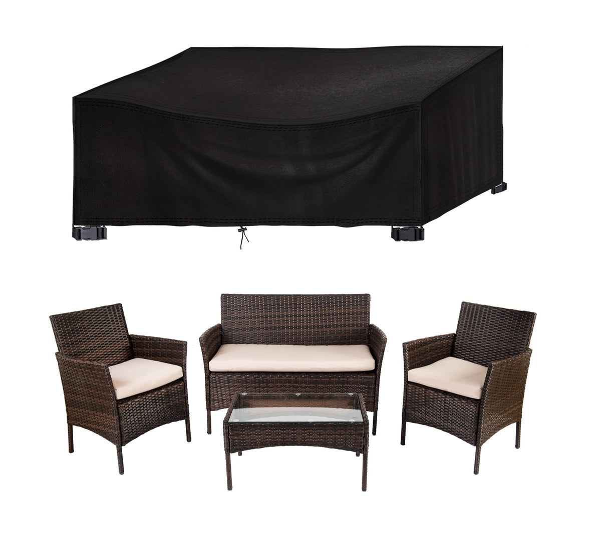 Straame - Outdoor Furniture Protection Cover ? Heavy Duty 420D Oxford Fabric ? Waterproof & Windproof Anti-UV - Rectangular Patio Table Cover with