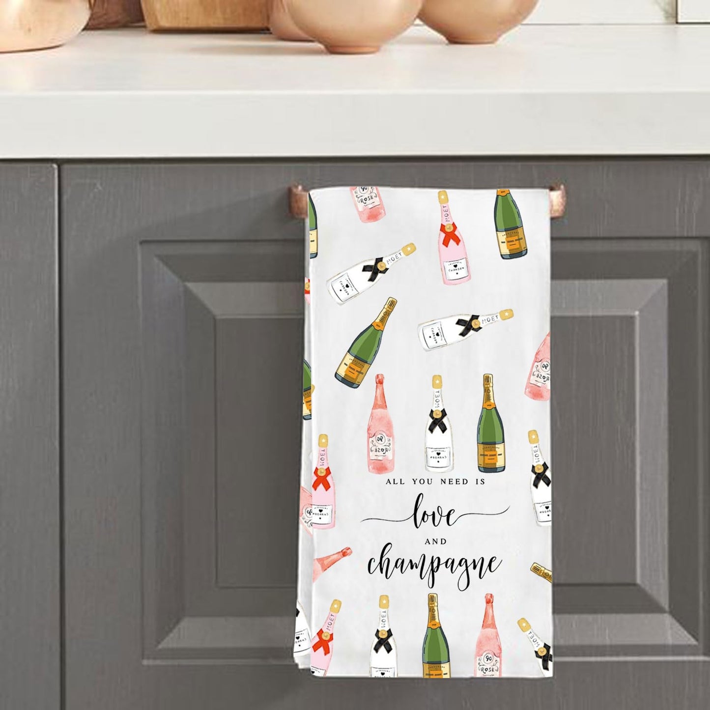 MYSOMY Champagne Kitchen Towel Dish Towel Champagne Lover Gift Home Champagne Bar Decor Towel Funny Alcohol Gift (Champagne Towel)