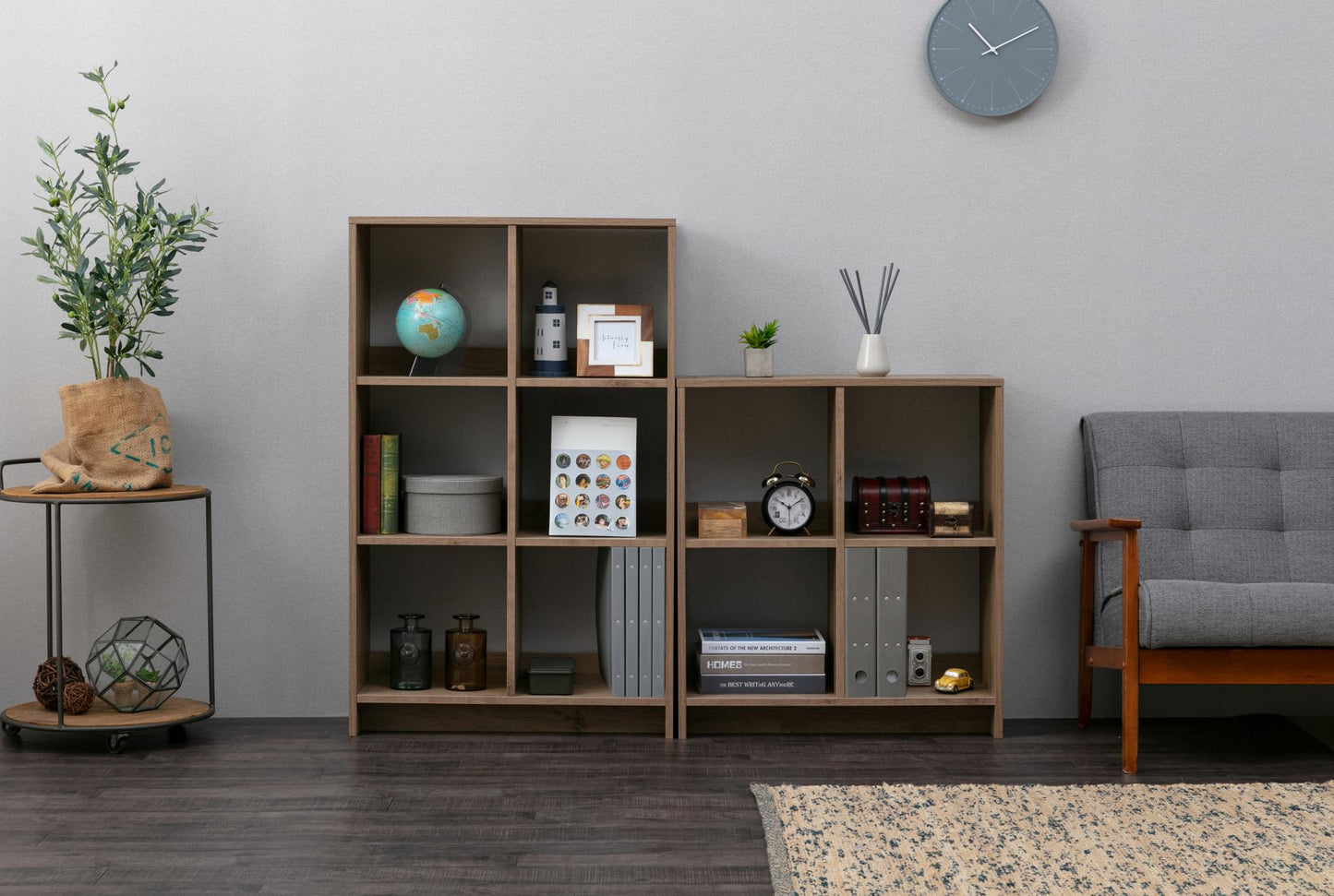 Iris Ohyama,Wooden Open Shelf, 6 Cube storage unit, Organiser, Modern design, Living room, Bedroom, Study room,WOS-6 - Ash Brown