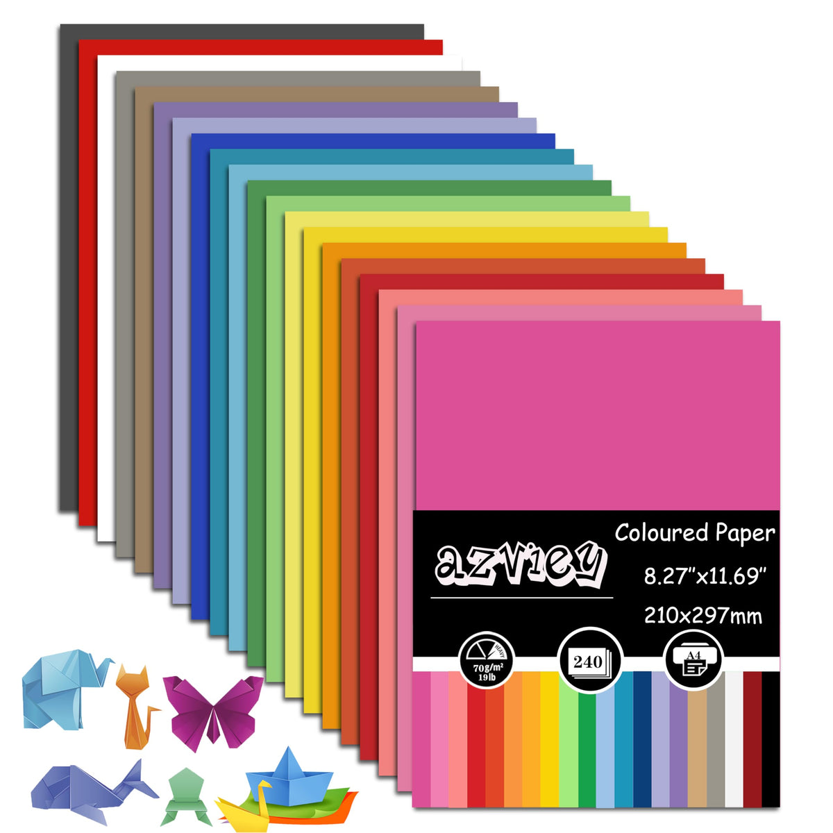 240 Sheets Coloured Paper, 20 Colors Origami Paper A4 Double Sided for Children's Art & Craft Activities(70gsm) , 297MM X 210MM