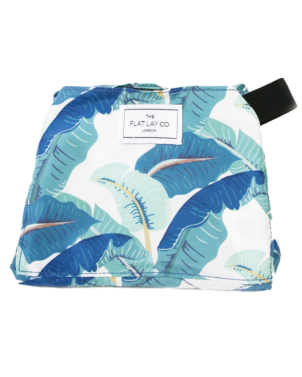 The Flat Lay Co. Makeup Bag - Tropical Leaves Travel Drawstring Makeup Bag with Brush Holder & Large Pockets - Cosmetics Organiser Storage for