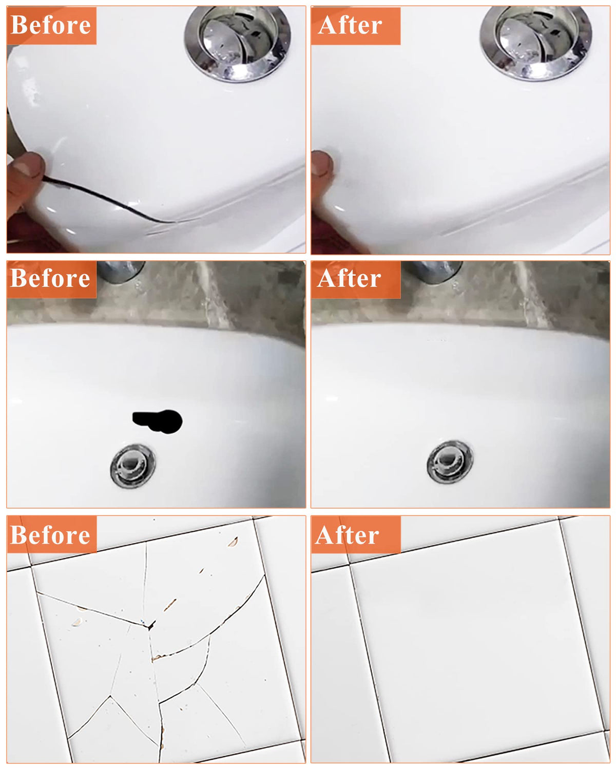 Bath Repair Kit White, Endhokn Enamel, Porcelain, Acrylic, Fiberglass, Ceramic Sink Repair Kit
