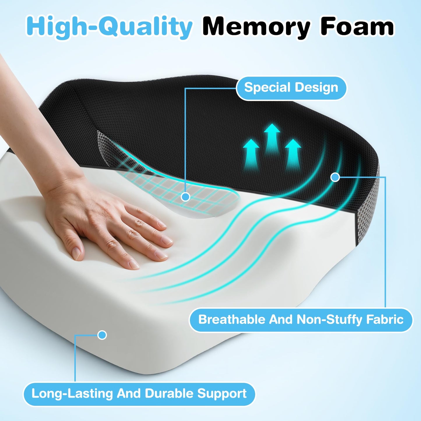 POOTACK Seat Cushions - Memory Foam Office Chair Cushion with Non-Slip