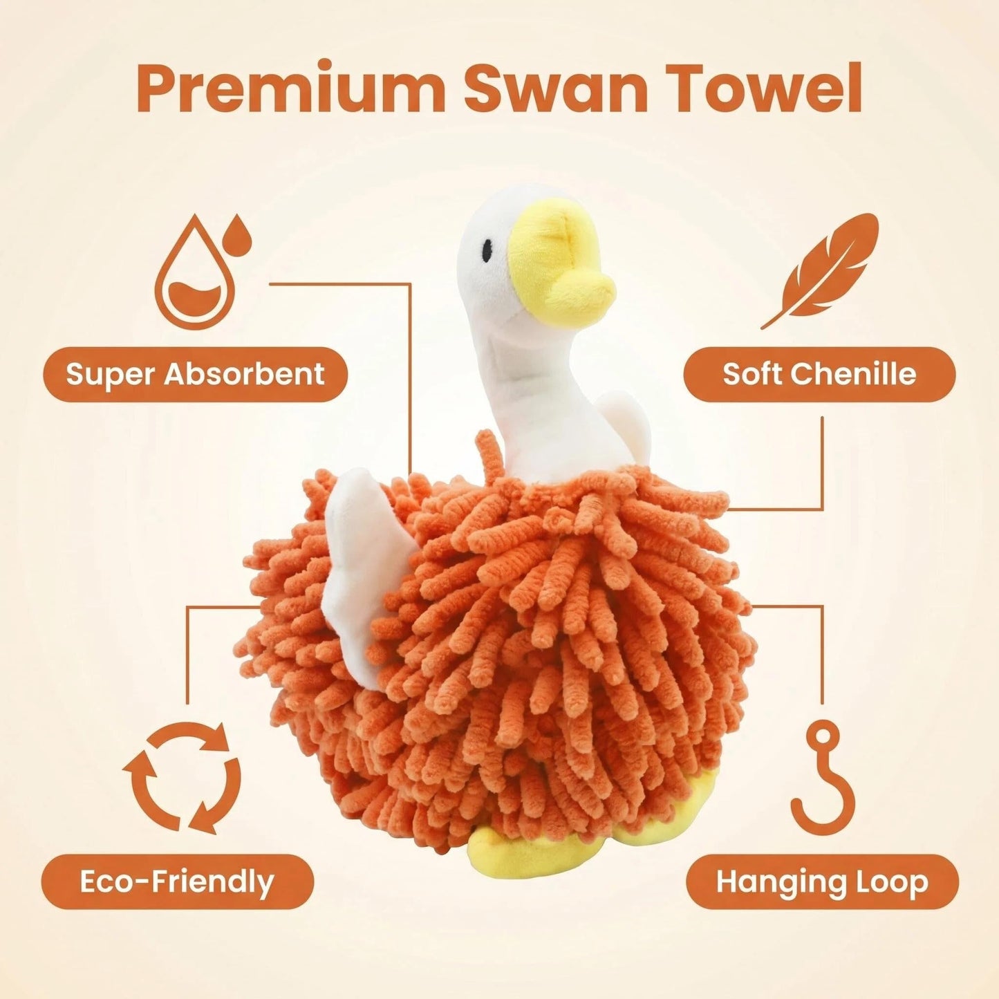 FILOEEX New Cute Swan Shaped Chenille Hand Towel, Duck Hands Towels for Bathroom Kitchen Home Decor