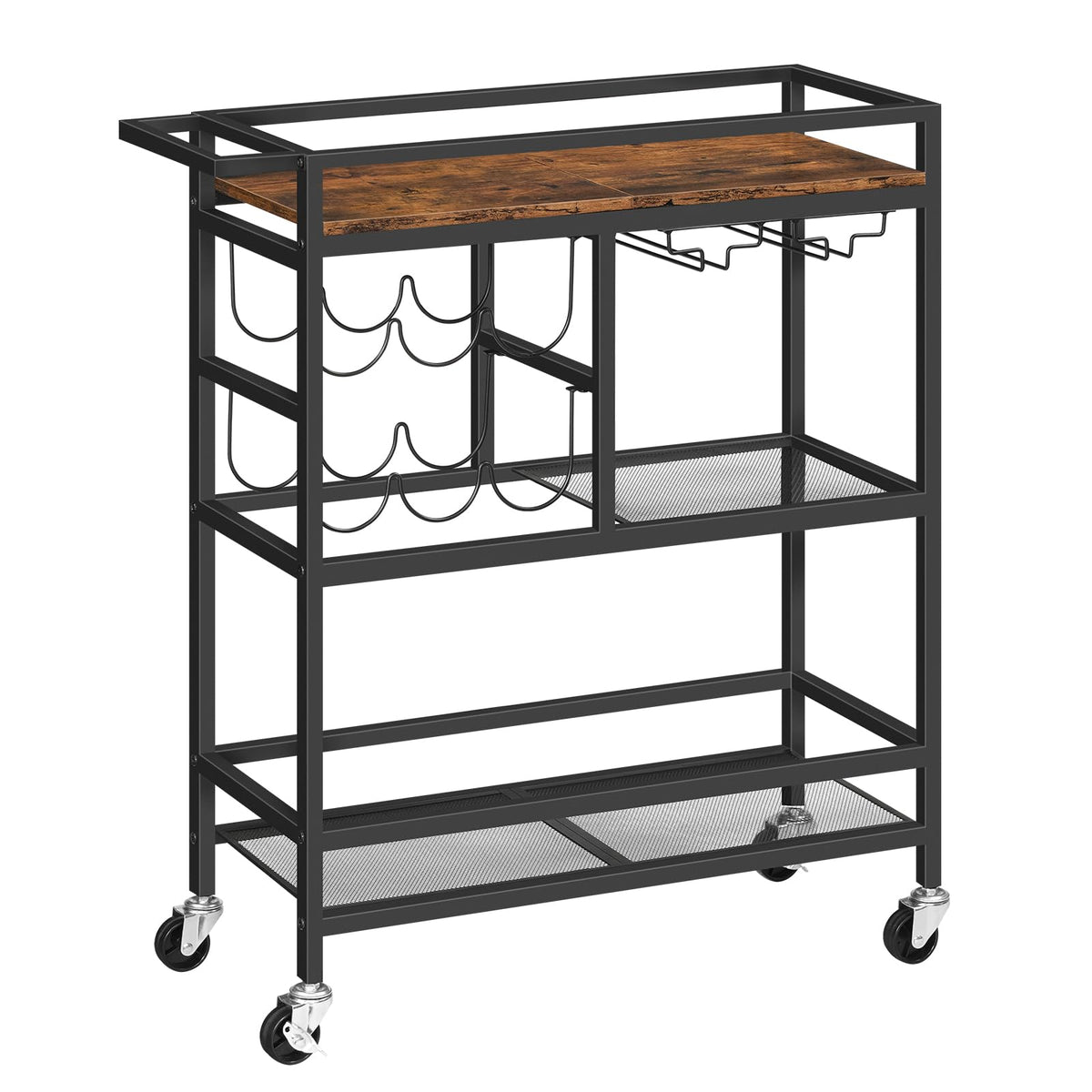 MAHANCRIS 3-Tier Drinks Trolley, Bar Cart for Home, Serving Trolley