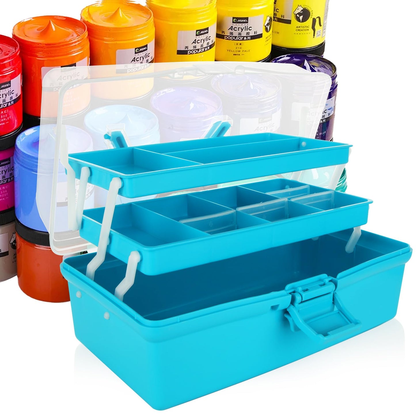 ASelected 3 Layer Craft Storage Box 3 Layers Plastic Cantilever Craft Box Medicine Organizer Tools Cosmetic Pens Sewing Box With 2 Trays For Medicine,