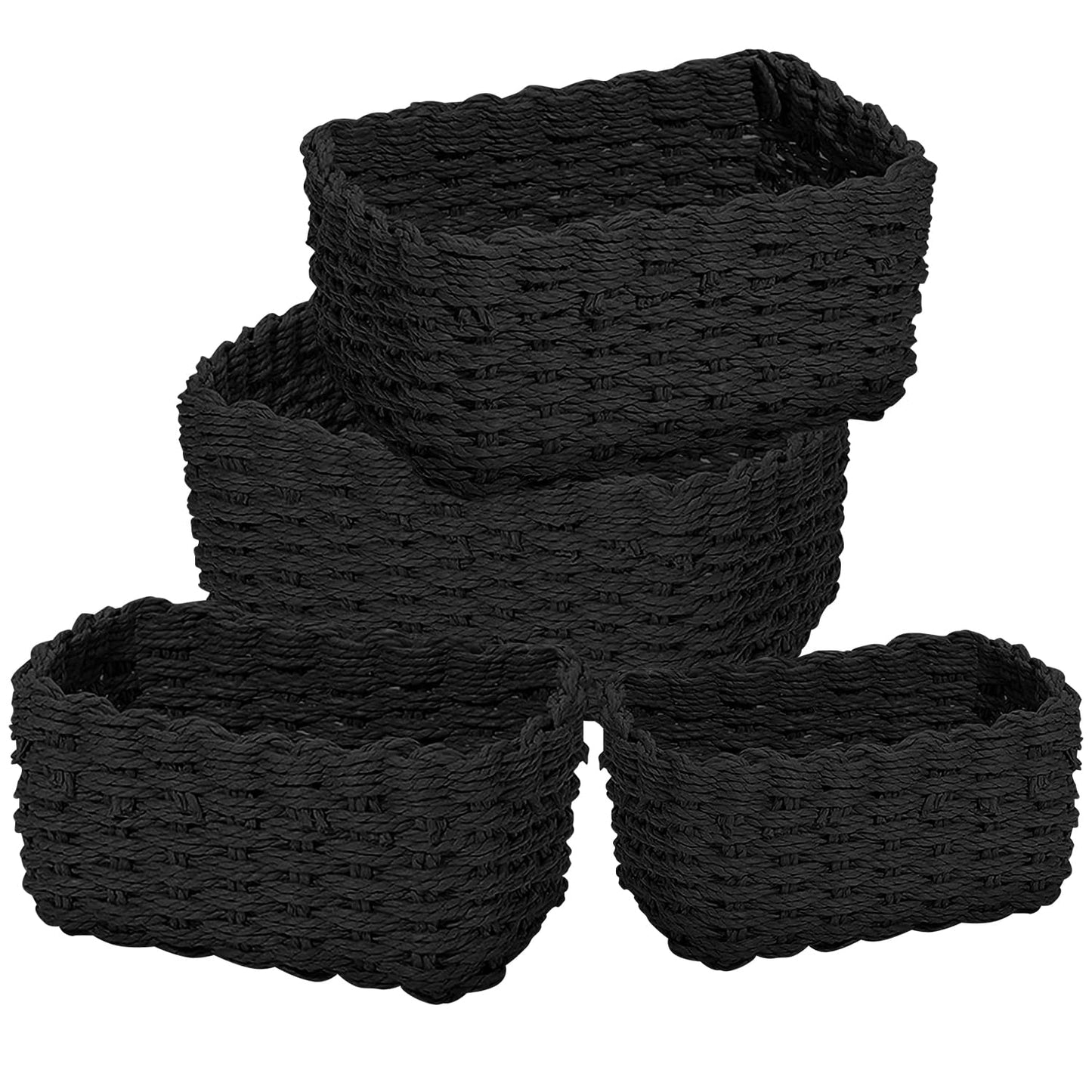 Lighterday Wicker Basket 4 Pcs Small Hampers Gift Baskets Wicker Woven Storage Basket 4 Sizes Baskets for Shelves,Gift Baskets Empty for Bathroom
