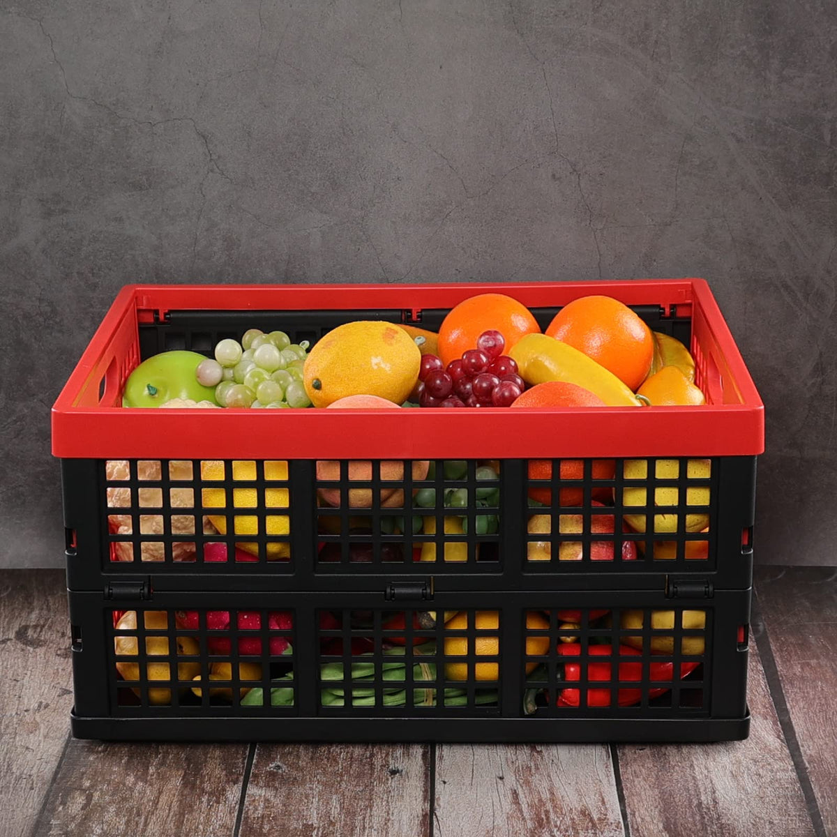 Ramddy 32 L Plastic Collapsible Storage Crate, 4 Pack Foldable Milk Crate
