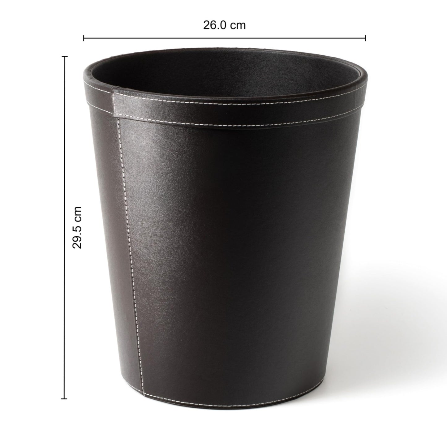 Osco Faux Leather Waste Bin – 12 Litre Round Waste Paper Basket – Stylish Leather Finish Bin for Home Office, Study, Bathroom, Desk