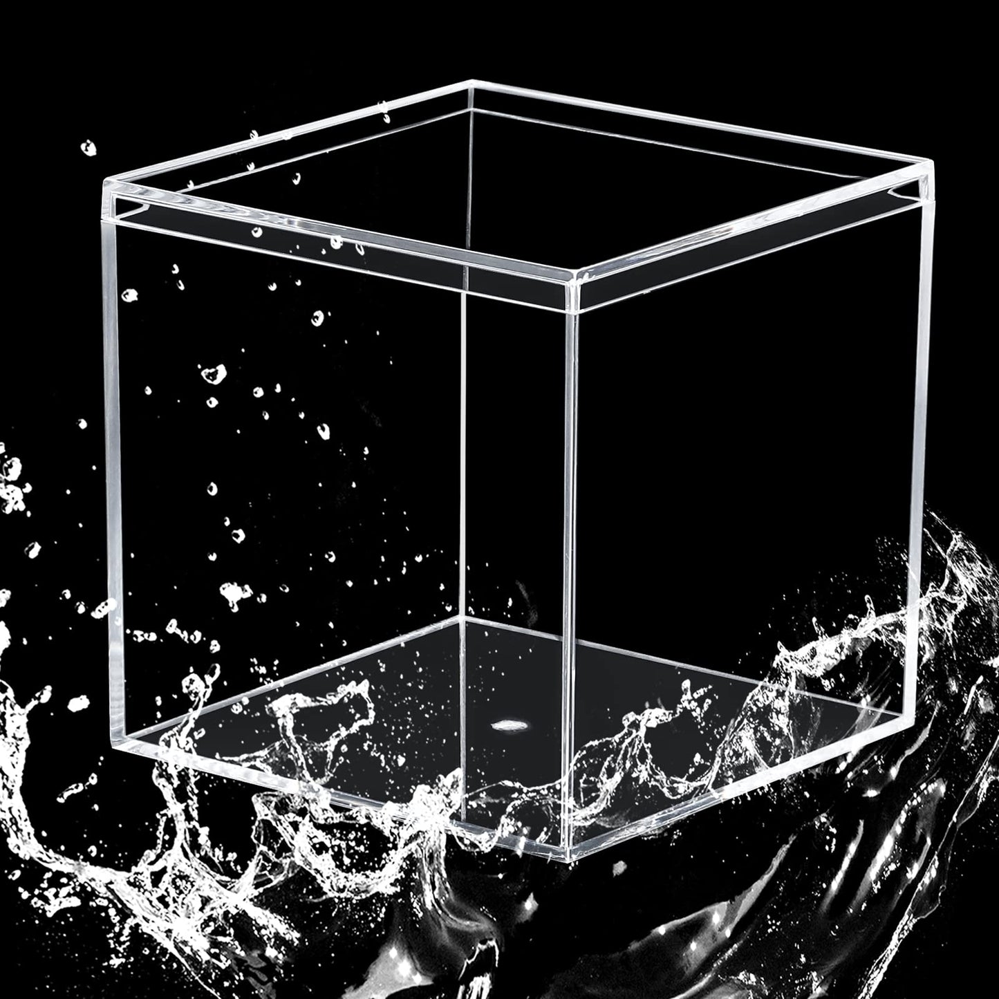Kamehame Clear Acrylic Display Box with Lid Small Boxes 4 Pcs 10x10x10cm