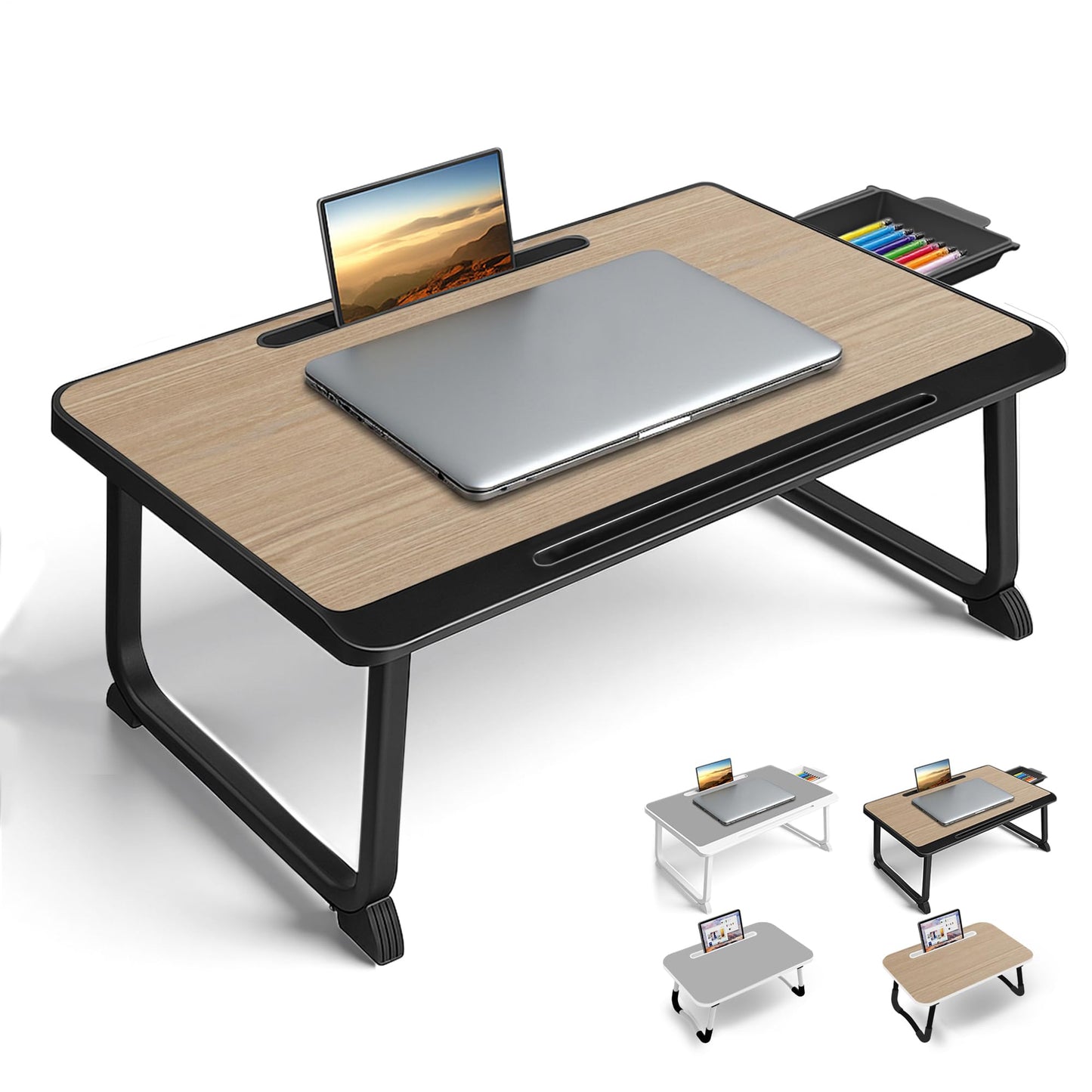 Laptop Bed Desk - Lap Desk for Breakfast in Bed, Study, Office Work, Gaming, Writing & Reading,Tray Table for Sofa, Couch