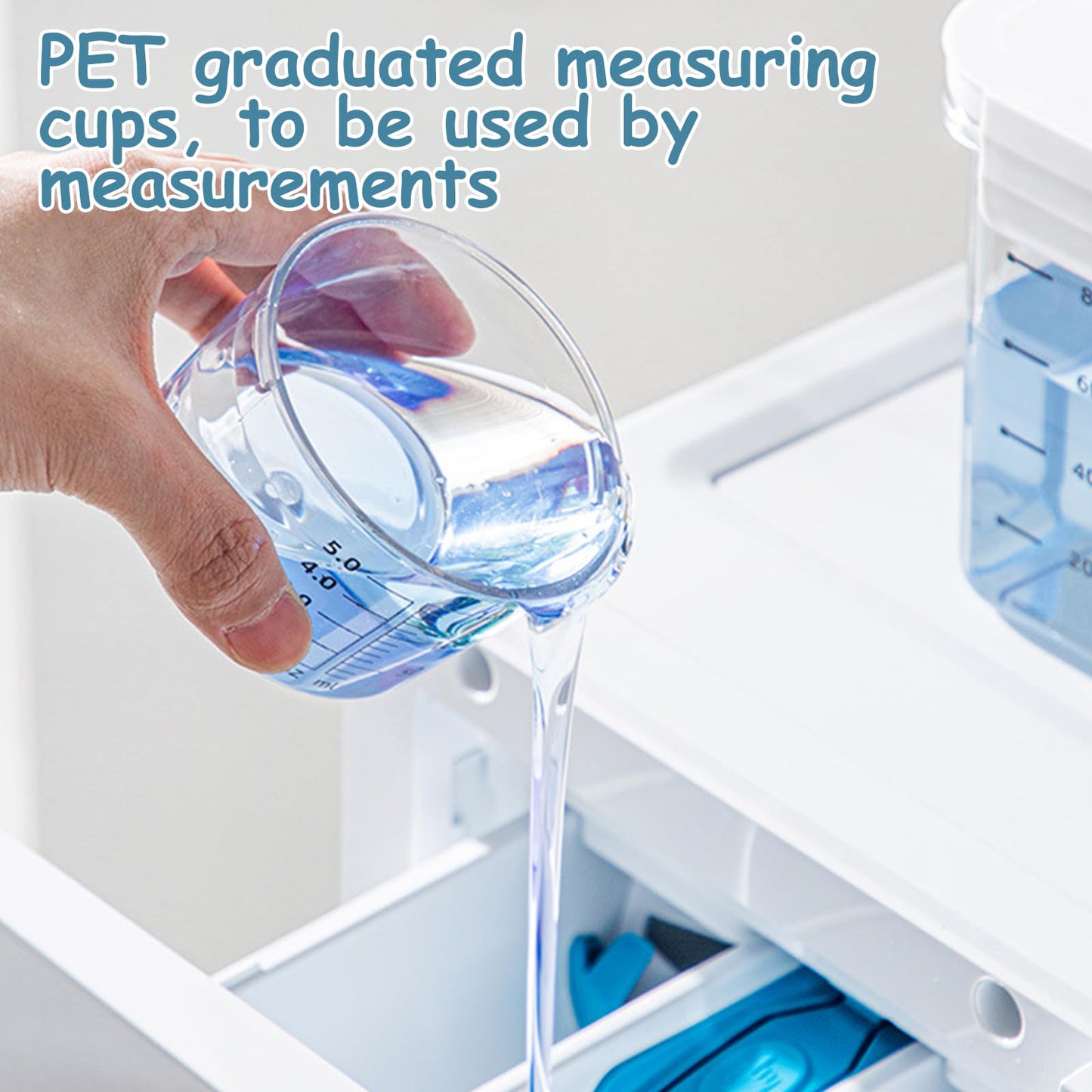 GBACHOOSE 2 Pack Washing Powder Storage, 1800ml Laundry Detergent Dispenser with Measuring Cup