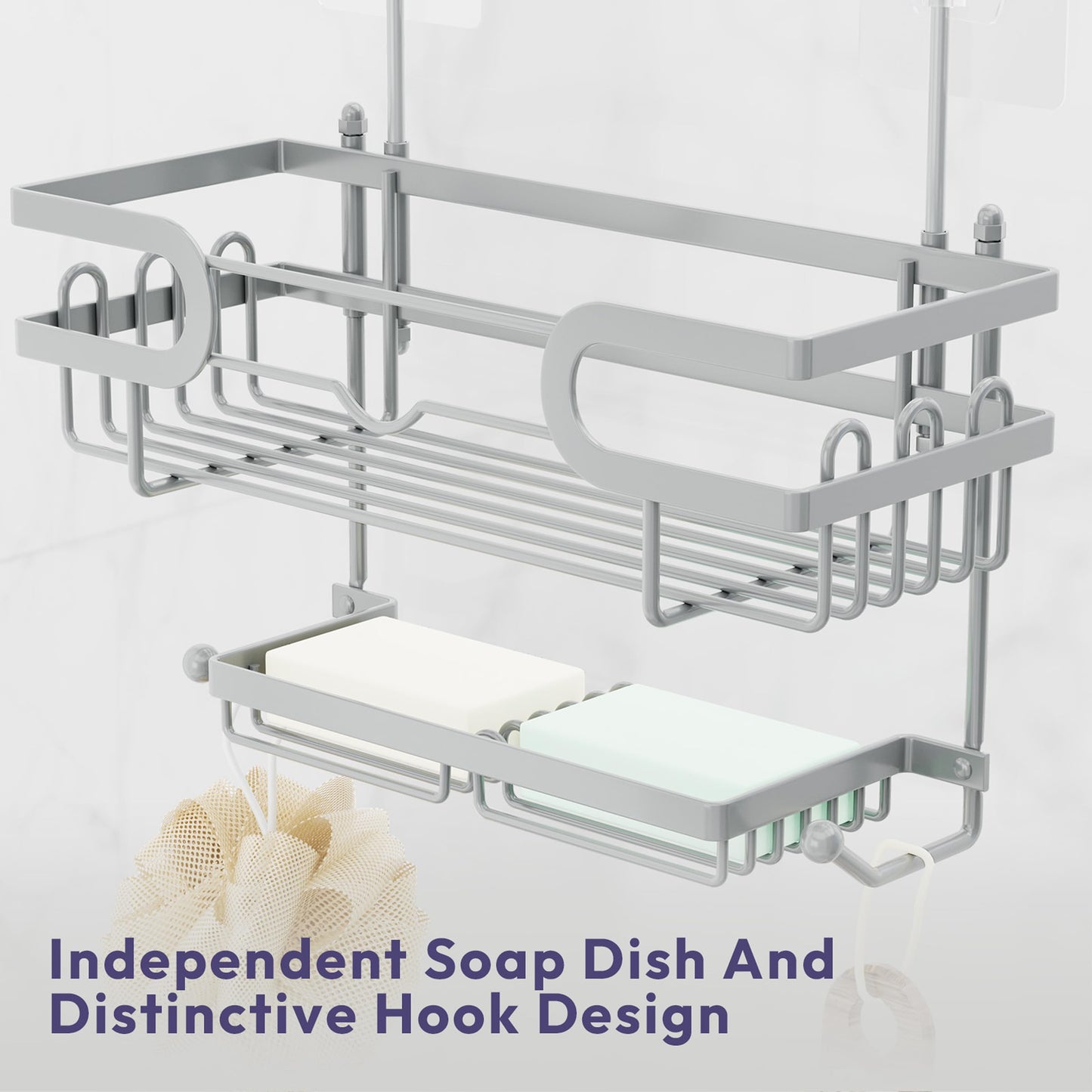 SWTYMIKI Shower Caddy Hanging - 3 Tier Over Door Shower Shelf With 16 Hooks and 2 Soap Dish, Rustproof Hanging Shower Organiser