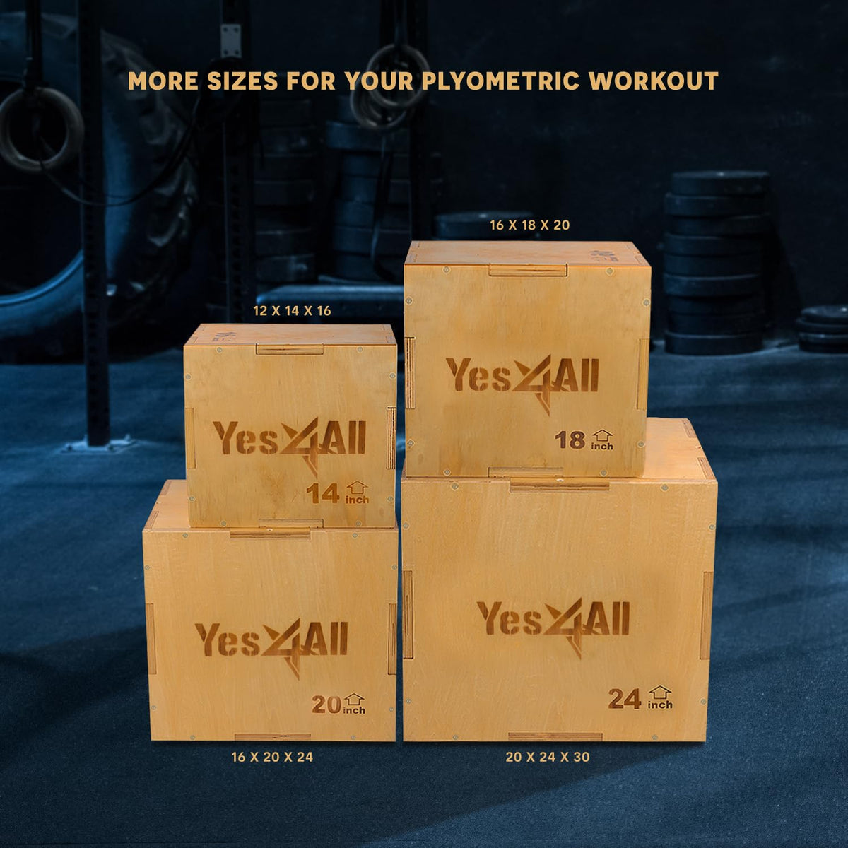 Yes4All Jumping Trainers Plyx Yes4All Wood Plyo Box Wooden Plyo Box for Exercise CrossFit Training MMA Plyometric Agility 3, A. Wood Basic, 40.6 x