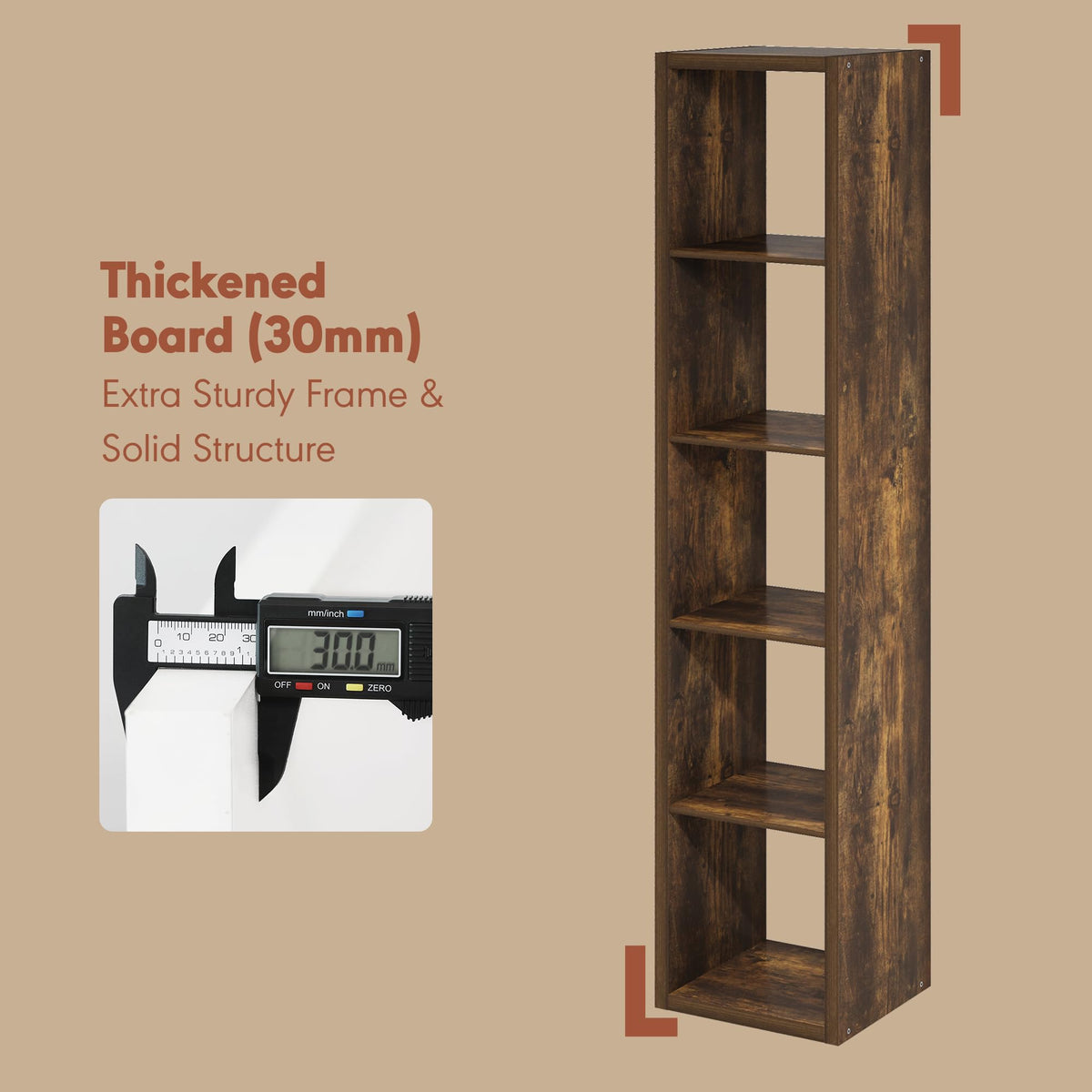 Furinno CUBICLE Record Player Stand with Vinyl Storage, 5-Cube 1.2 Extra Thick Vinyl Record Storage