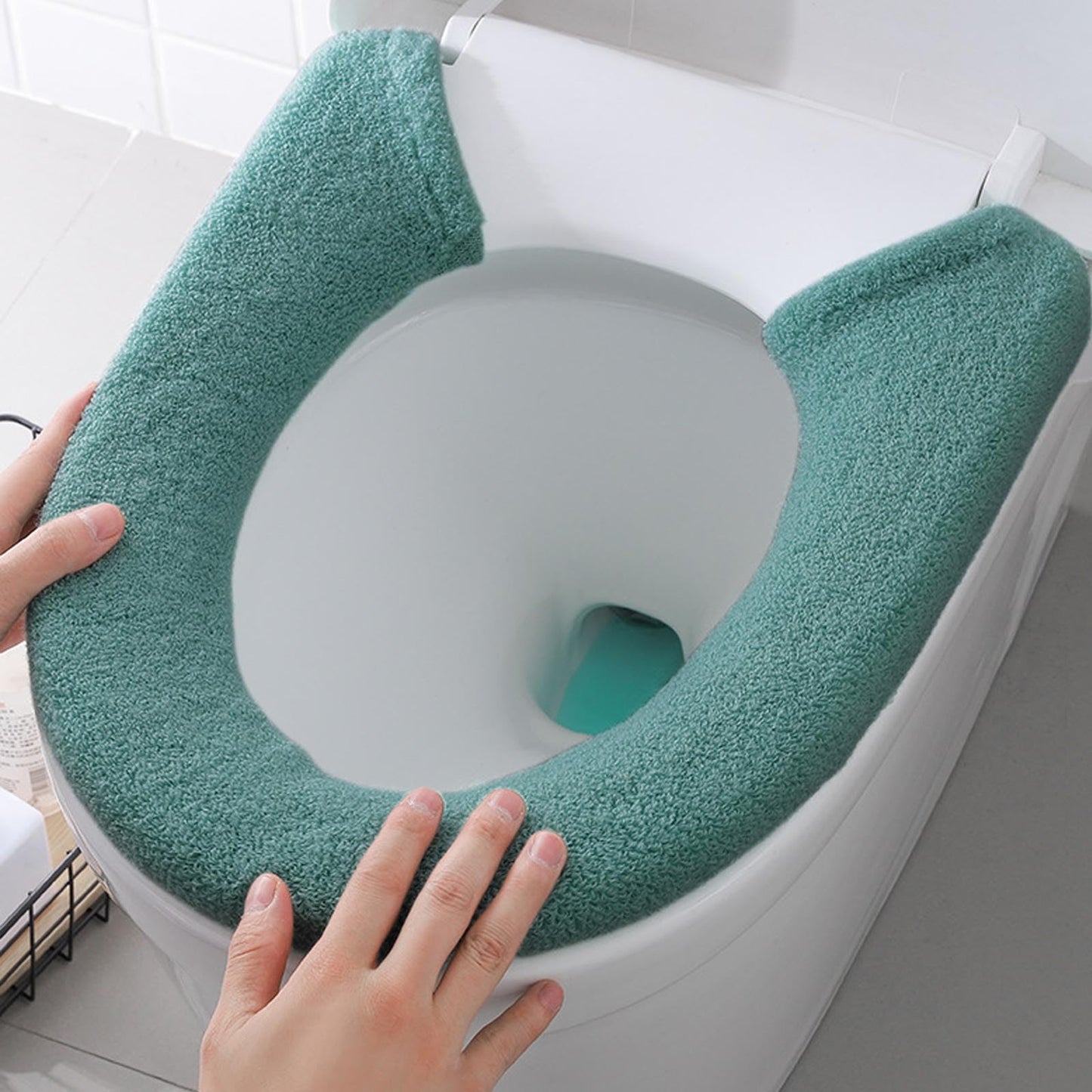 AYNKH 3PCS Soft Thicker Toilet Seat Warmer with Handles, Button Style Universal Cushion Plush Cover Closestool Pads