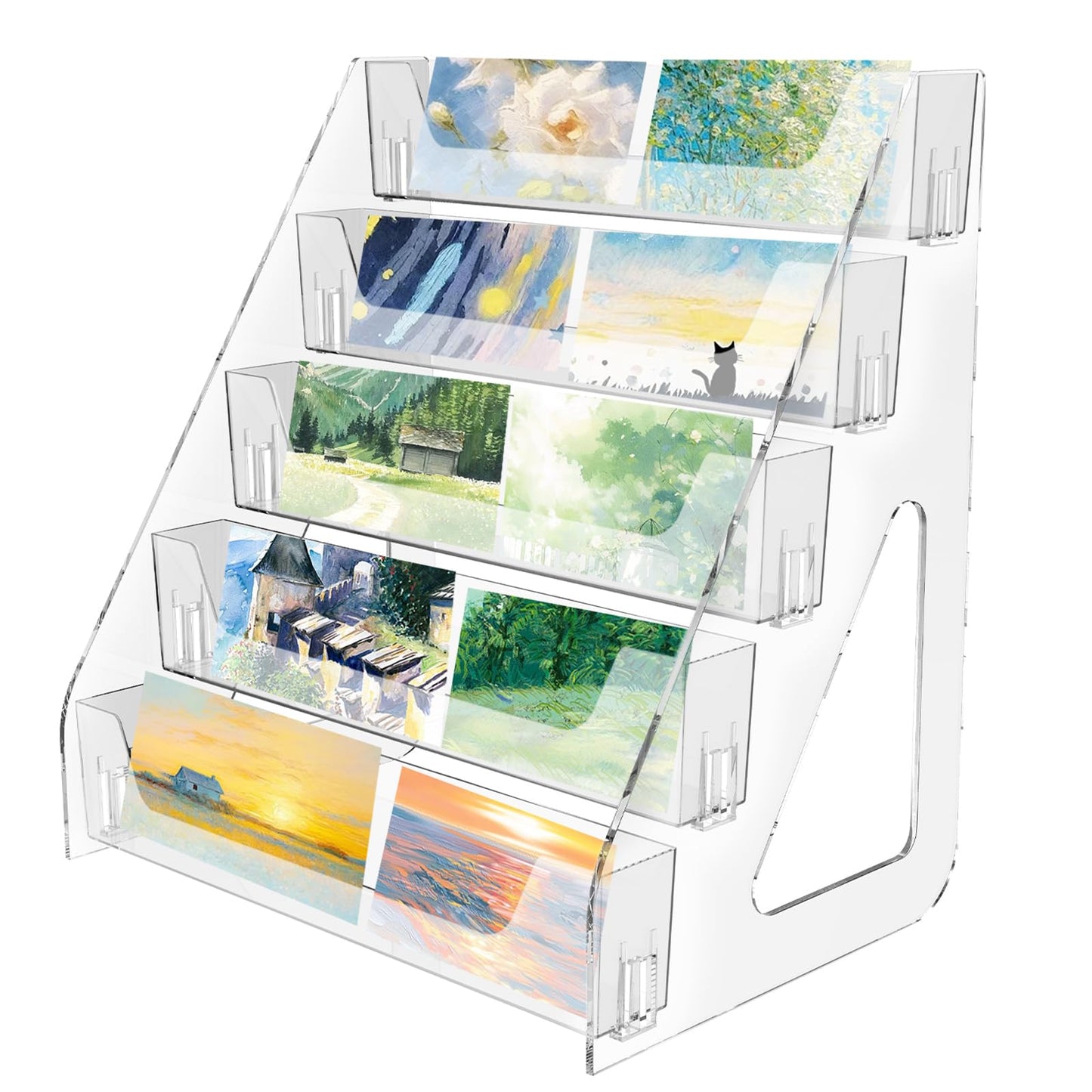 5 Tier Bookmark Display Rack 30.5 x 21.5 x 33 cm, Acrylic Card Stand for Home, Exhibitions and Flash Stores Clear Tiered Display Stand for Sports