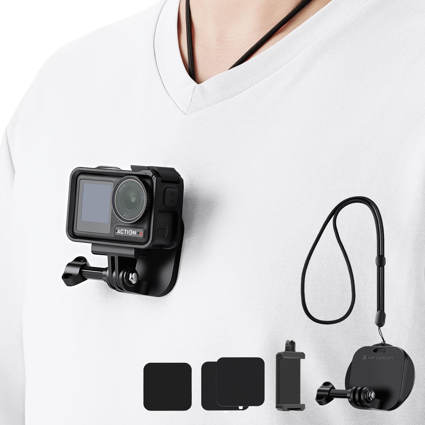 K&F Concept Magnetic Snap Mount for GoPro Hero 13/12/11/10 /9/8/Max, Insta360 Series, DJI OSMO Action, Chest Mount with Quick Release, for Smartphone