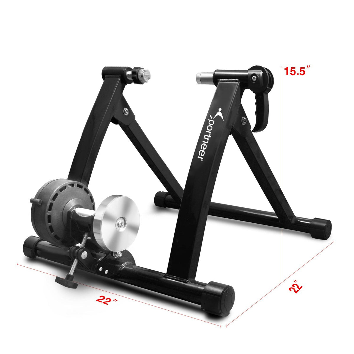 Sportneer Turbo Trainer, Bike Trainer Stand Steel Bicycle Exercise Magnetic Stand with Noise Reduction Wheel for Indoor Trainer
