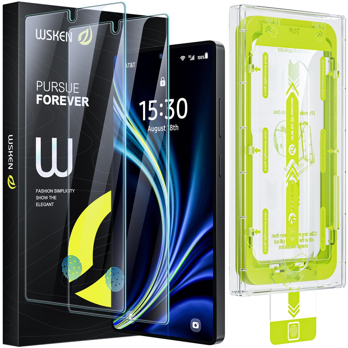 WSKEN for Samsung Galaxy S25/S24 Screen Protector - [Fingerprint Unlock Support] [Auto Dust Remove]Full Screen HD Tempered Glass Bubble