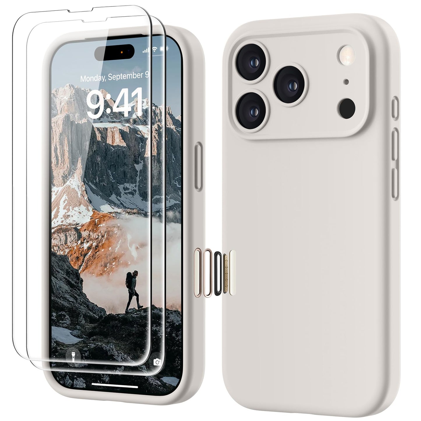 GOODVISH 4 IN 1 for iPhone 17 Pro Case, Premium Liquid Silicone with [2X HD Screen Protector + Camera Control Capture Button], Full Lens Protection
