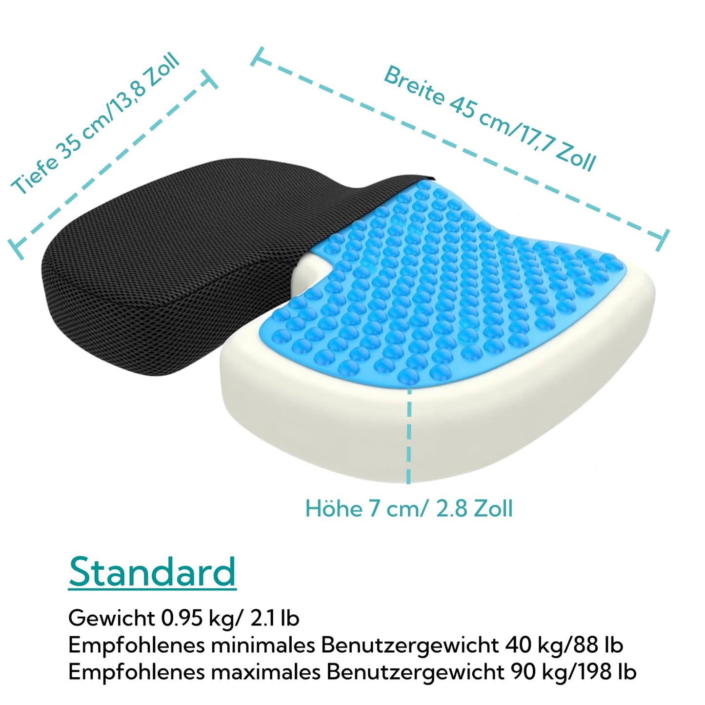bonmedico Ergonomic Gel Seat Cushion with Memory Foam Core