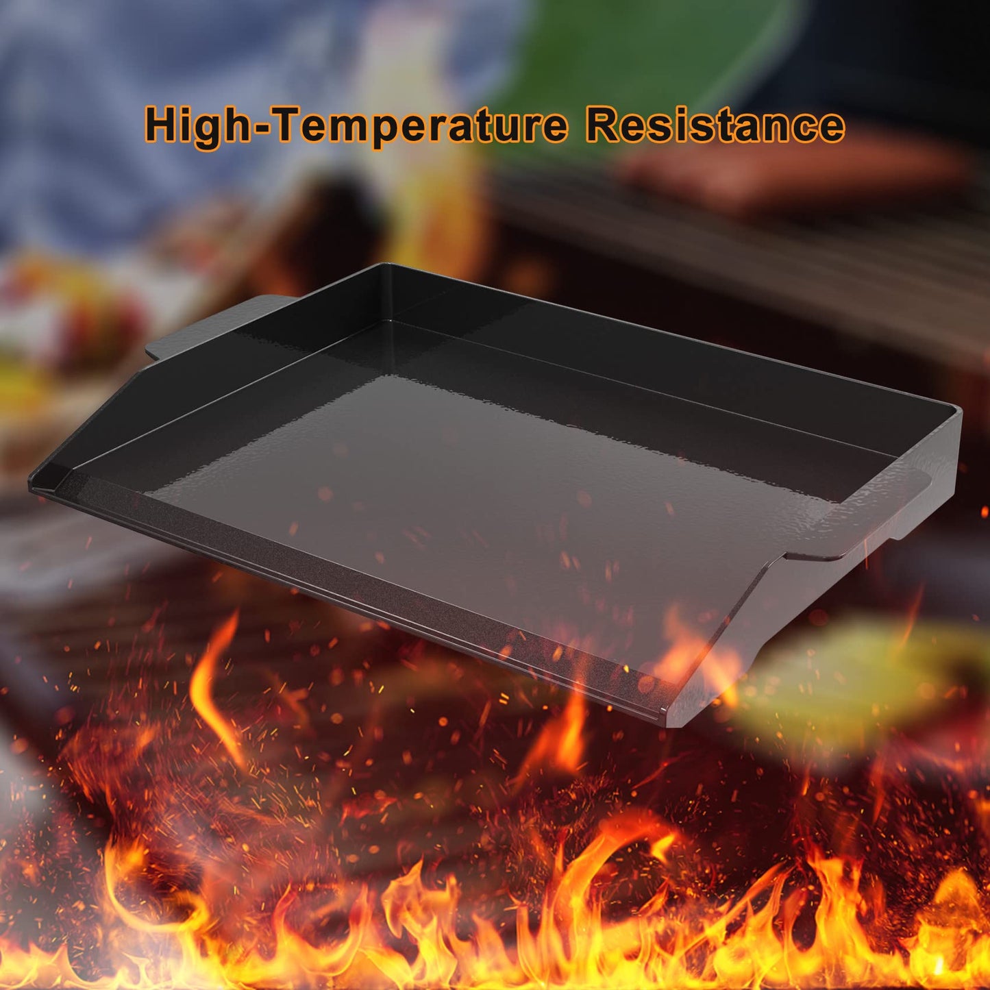 Onlyfire Enamelled Cast Iron BBQ Griddle Plancha Non-Stick Grill Plate with Extra High Sidewalls for All Gas Grills and Gas Hob