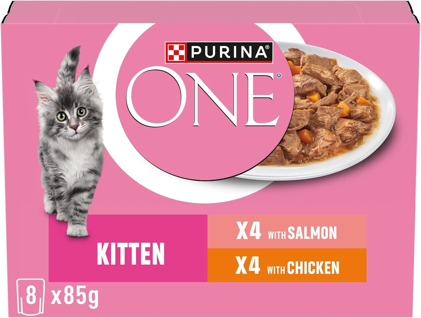 Kitten Mini Fillets Salmon and Chicken Wet Cat Food 8x85g (Pack of 5)