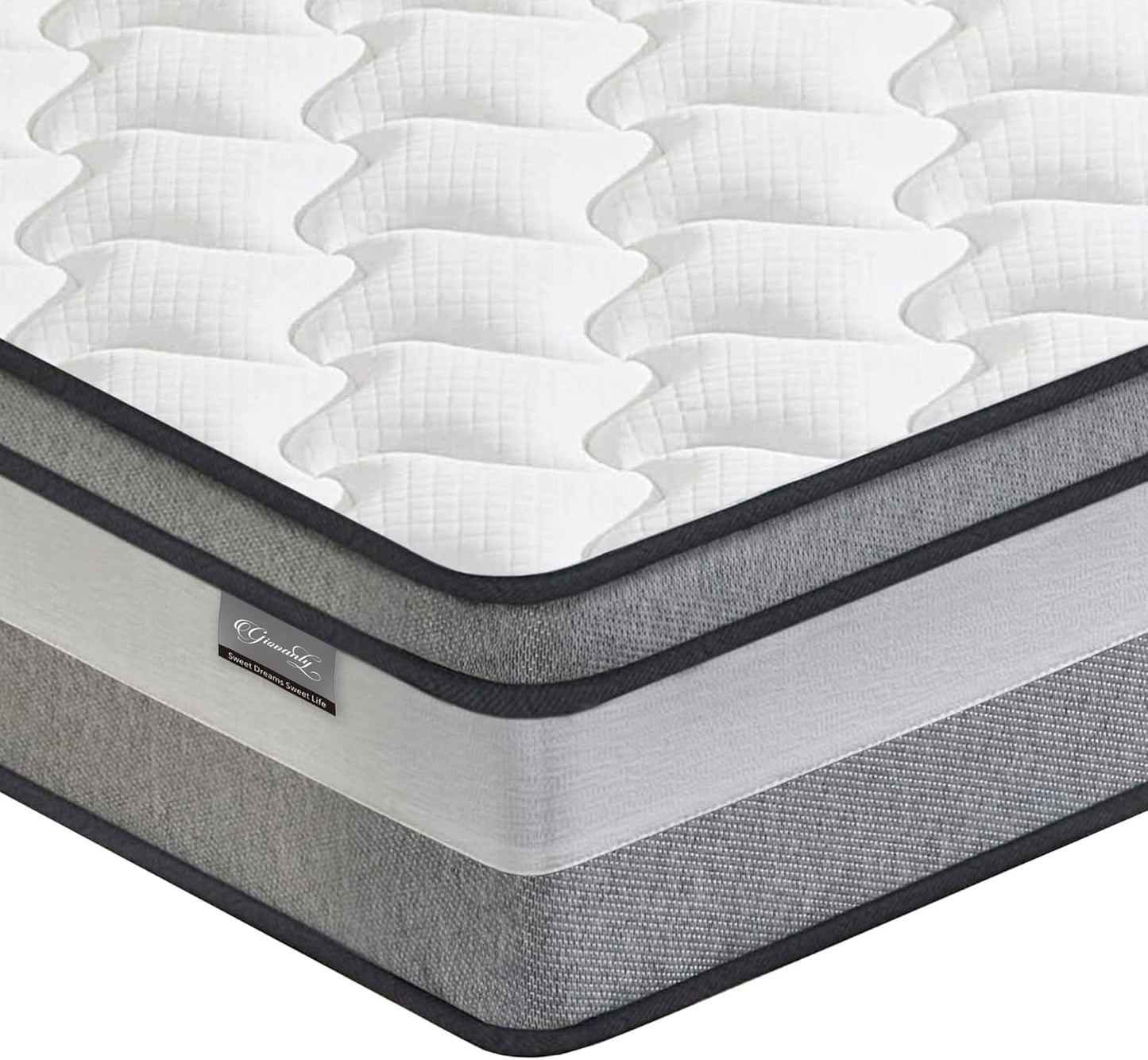 Giovanly Double Mattress,Hybrid Mattresses in a box with Memory Foam,Medium Firm, Individual Pocket Spring with Breathable Knitted and Back Pain