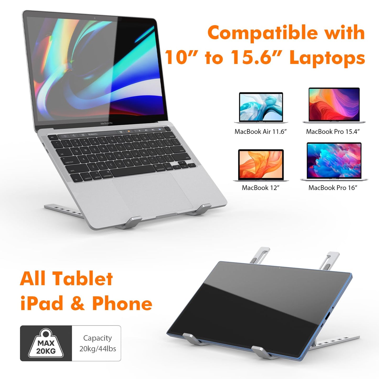 GRIFEMA Laptop Stand for Desk, Aluminum Laptop Riser 7-Angle Adjustable