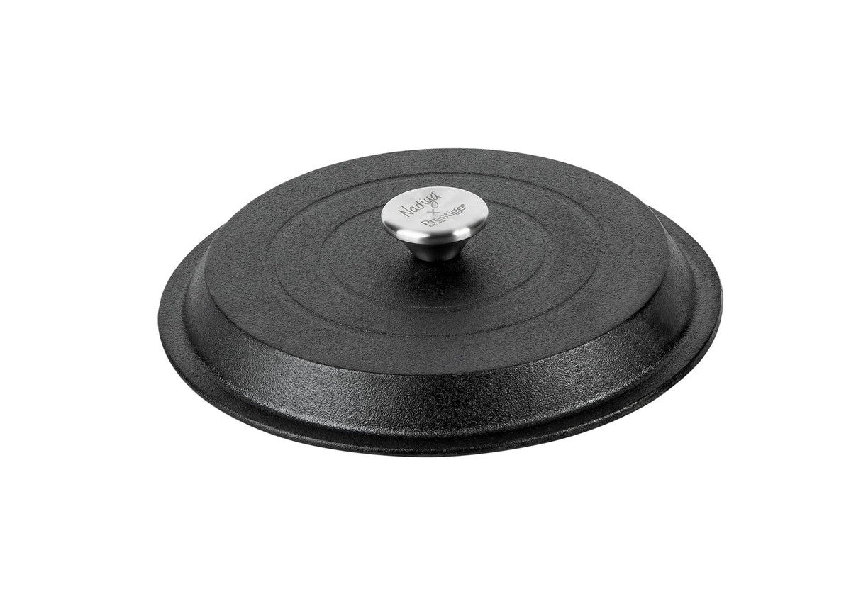 Prestige x Nadiya Cast Iron Casserole Dish with Lid - Black Cast Iron Dutch Oven Cooking Pots, 4.5L, Pre seasoned, Induction Suitable, Oven Safe &