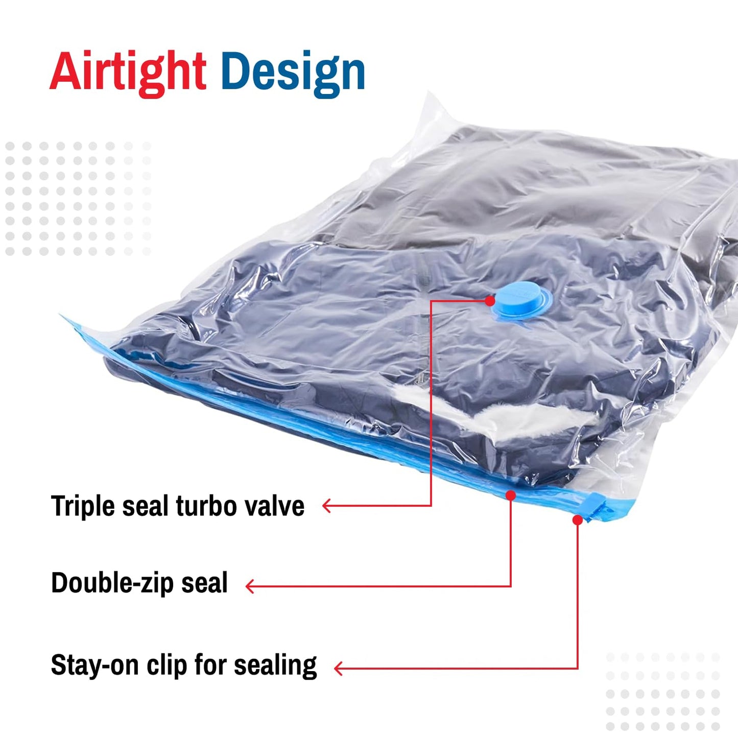 Set of 6 - Large Vacuum Storage Bags for Clothes and Bedding - SpaceSaver Compression Seal Bags with Pump - Travel and Closet Organizer Solution