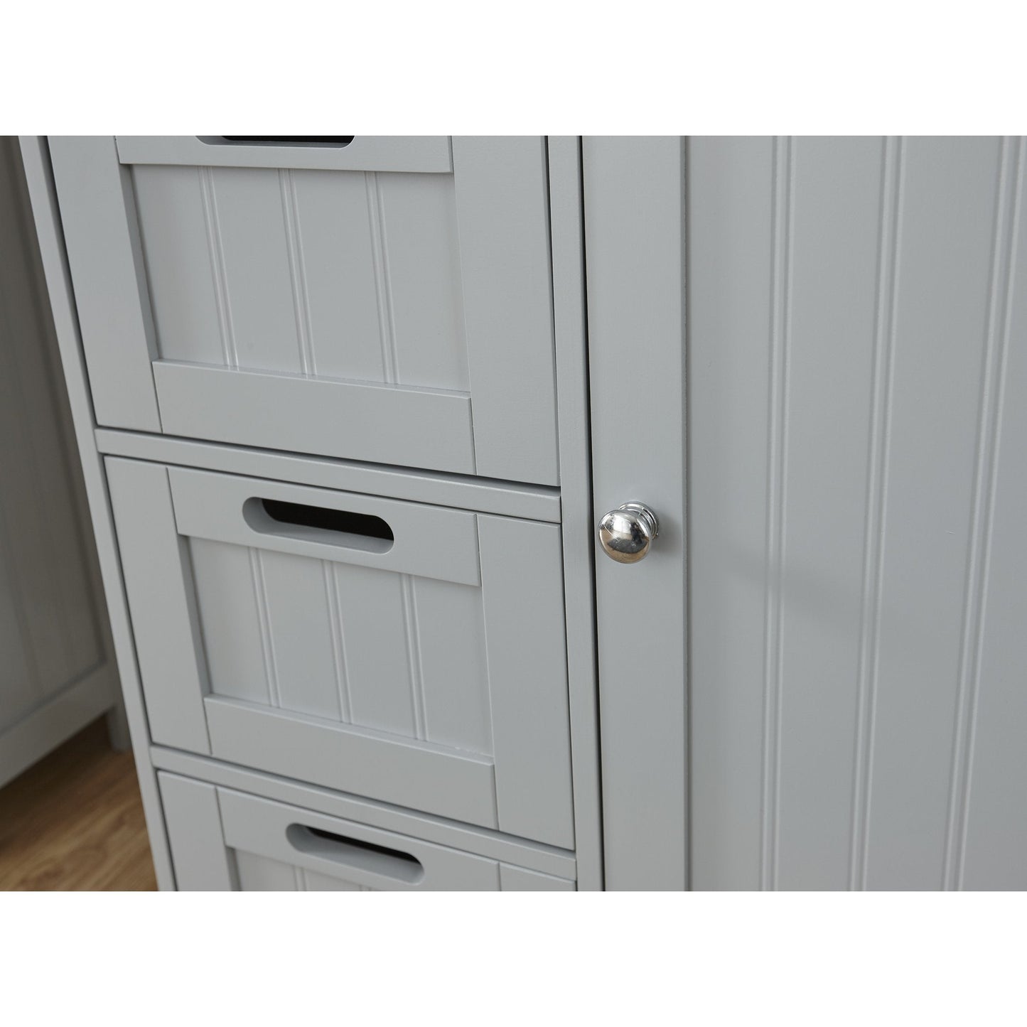 Home Source Colonial 4 Drawer 1 Door Chest of Drawers Multi Storage Tong & Groove - Grey