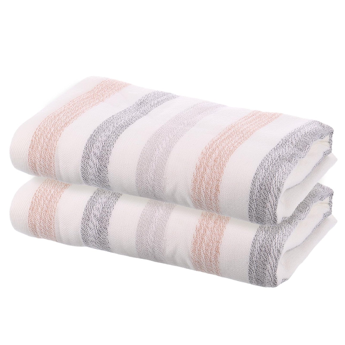 sourcing map 2 Pcs Bathroom Hand Towels Grey/Light Brown Soft Absorbent Face Towels Cotton Wash Cloths 13 x 29 Inch Kitchen Hand Towels for Bathroom