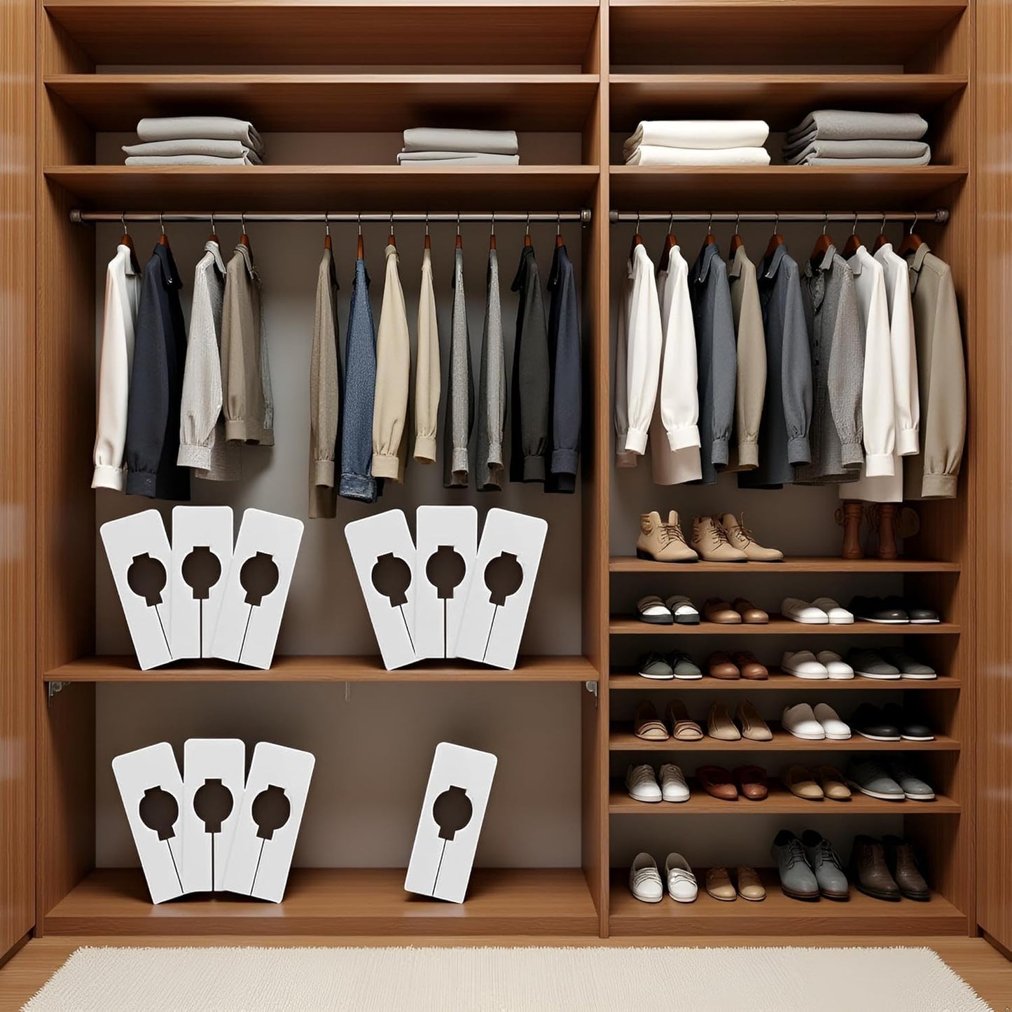 Wwyan 10Pcs White Clothing Rack Size Dividers Closet Dividers Rectangular Clothing Hangers Dividers with Clothing and Closet Storage，for Hanging