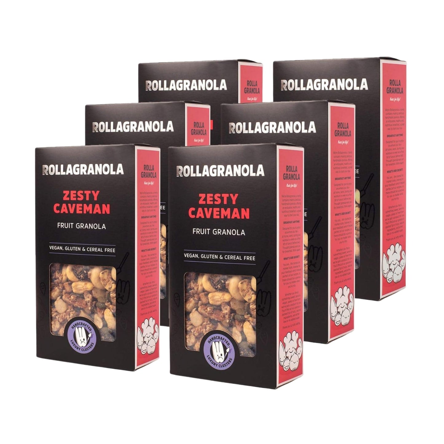 Rollagranola - Zesty Caveman Fruit Granola, Cereal and Gluten Free, Vegan, 6 x 300g