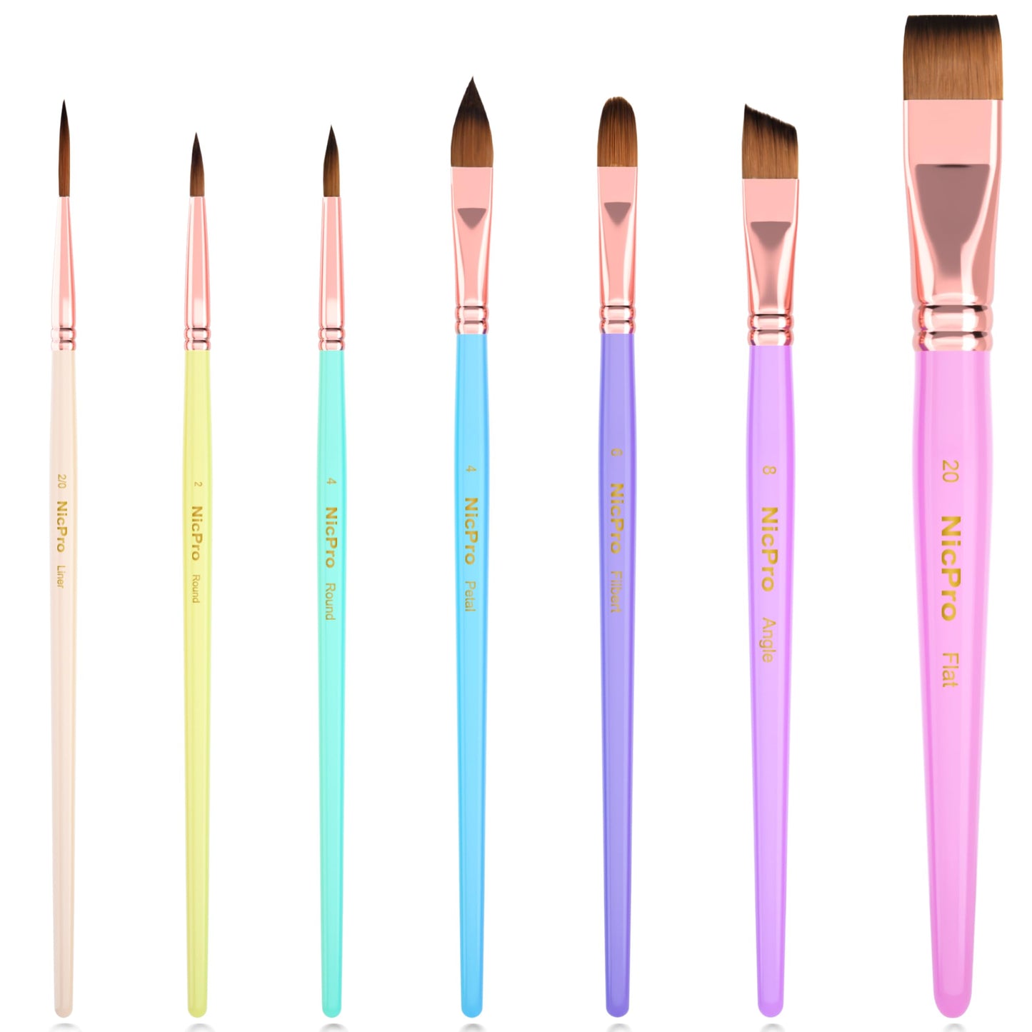 Nicpro 7pcs Face Paint Brush Set, Aesthetic Pastel Artist Paintbrushes for Body Face Painting, Acrylic Watercolour Oil Gouache, Professional Paint