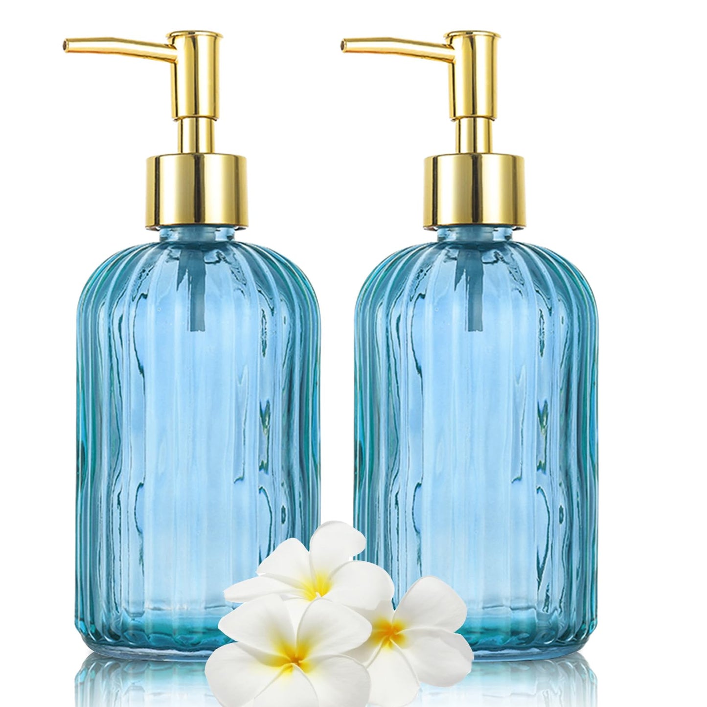 Glass Soap Dispenser Bottle with Pump, Versatile 14 Oz Dripless Pump Bottle, Refillable Liquid Hand Jar Dispenser for Bathroom, Countertop, Kitchen,