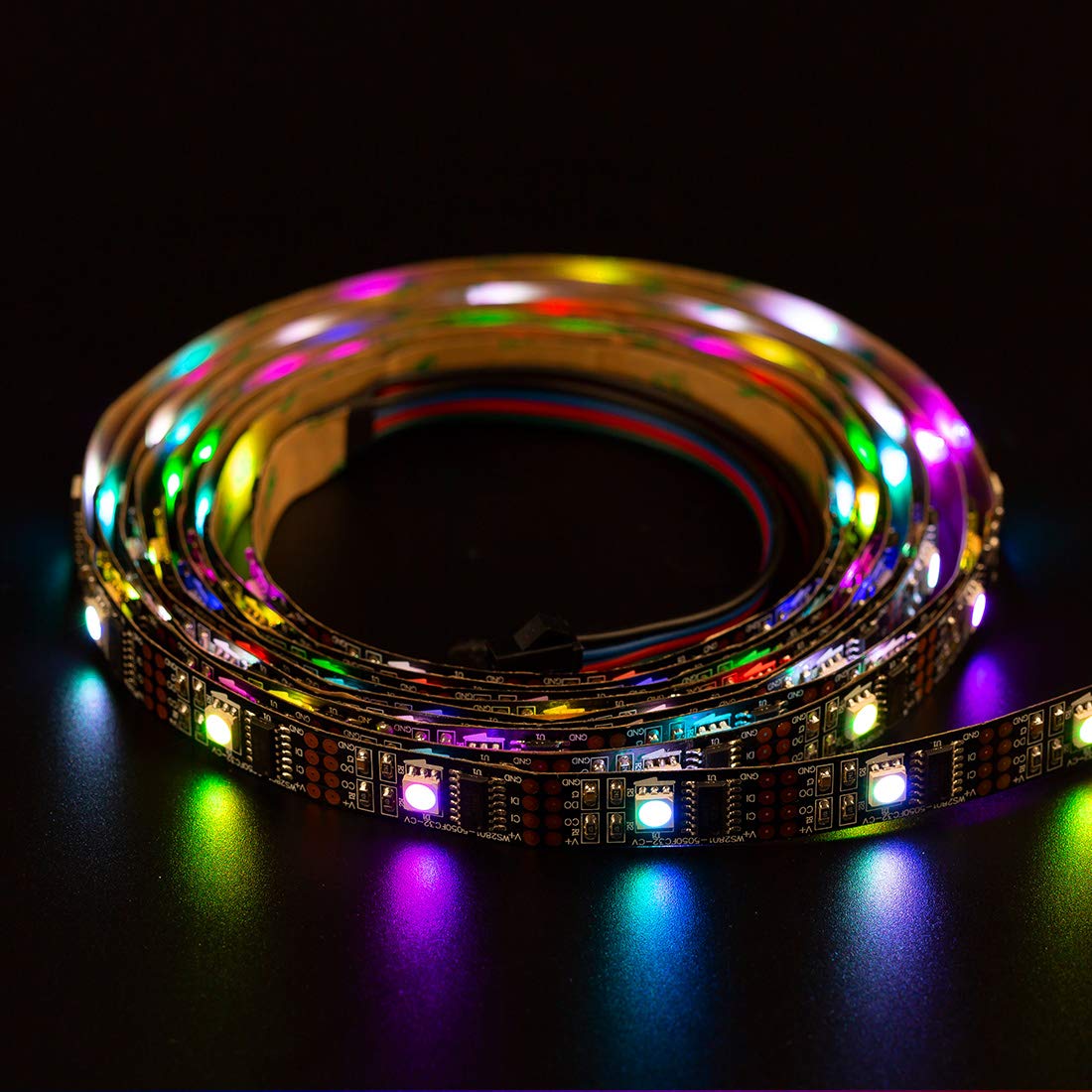 BTF-LIGHTING Individually Addressable WS2801 Light LED Strip 5050 SMD RGB 32LEDs/m 4M 13.12ft 128LEDs IP30 Non-Waterproof Black PCB Pixel Light DC5V