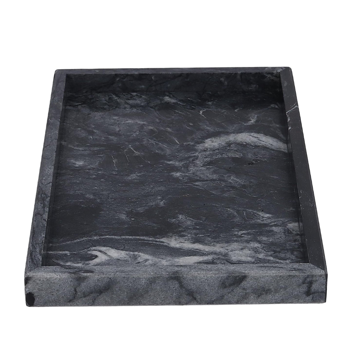 LEXININ 2 Pcs Grey Rectangle Marble Bathroom Tray, 30 x 20cm Marble Decorative Storage Tray for Kitchen, Countertop