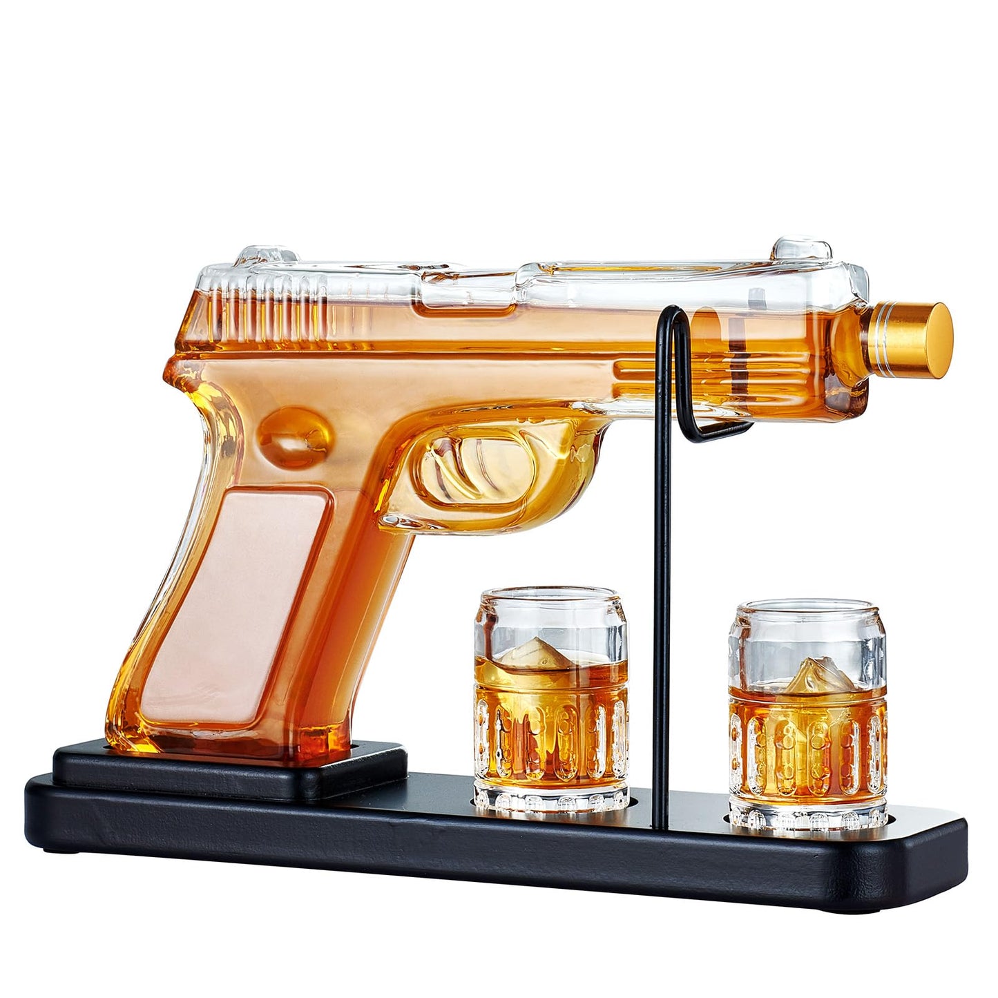 Kollea 15 Oz Gun Whiskey Decanter and 2.0 Oz Glasses Set, Whiskey Dispenser for Liquor Scotch Bourbon, Whiskey Glass Gift Sets for Men Dad Him