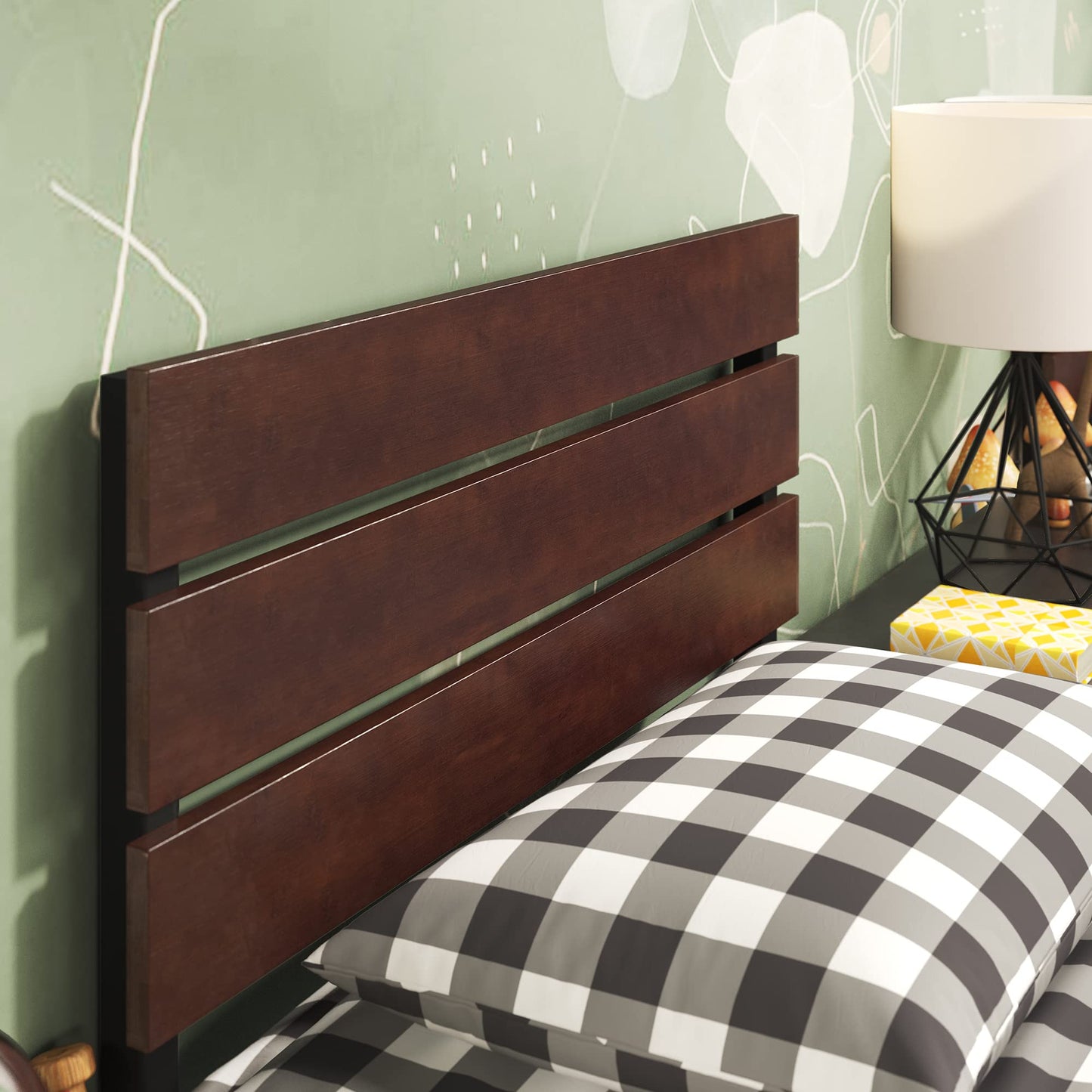 Zinus Figari Single Bed frame - Bed 90x190 cm - 31 cm Height with Underbed storage - Sustainable Bamboo and Metal Platform Bed frame with Headboard -